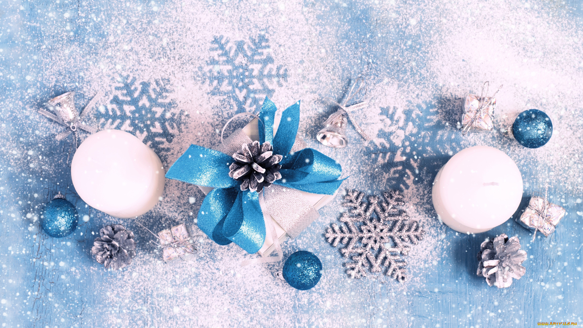 праздничные, подарки, и, коробочки, шарики, снежинки, колокольчики, подарок