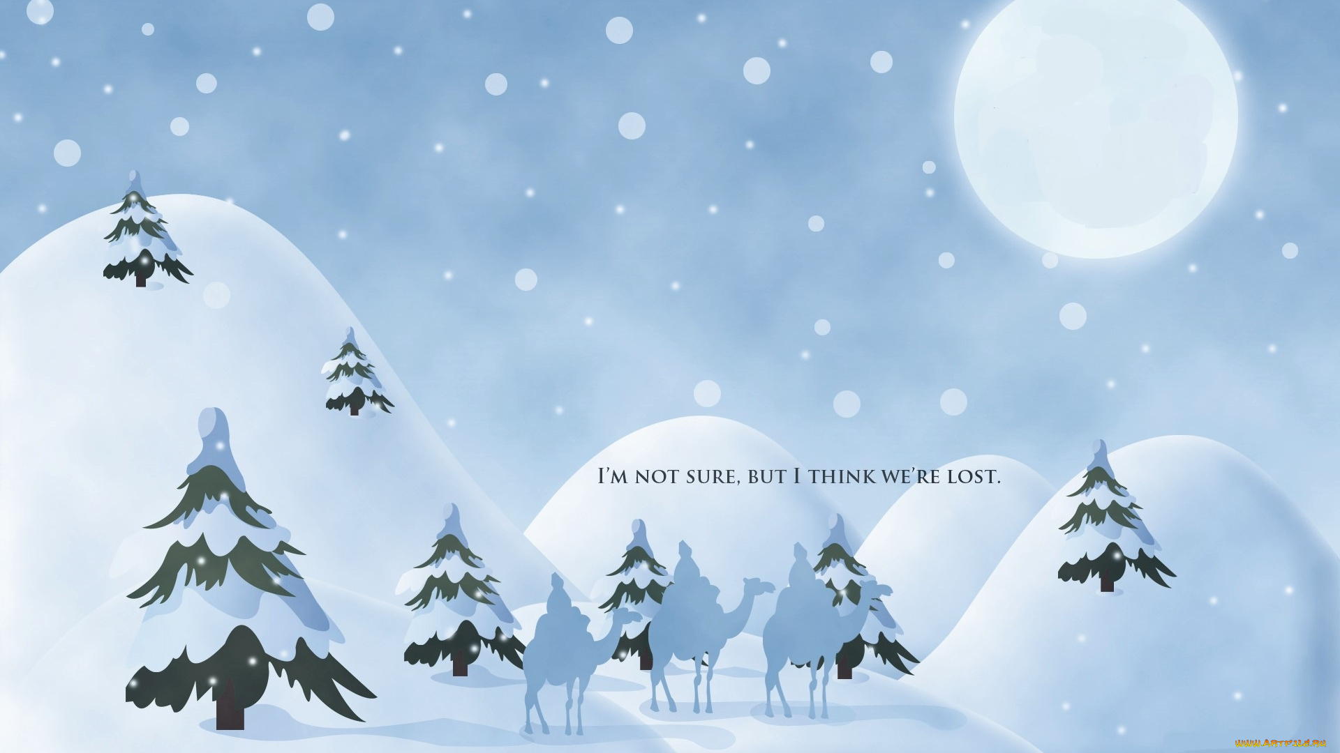 векторная, графика, мультфильмы, , комиксы, , cartoons, , comics, снегурочка, снег, сугробы, ёлки, караван, верблюды