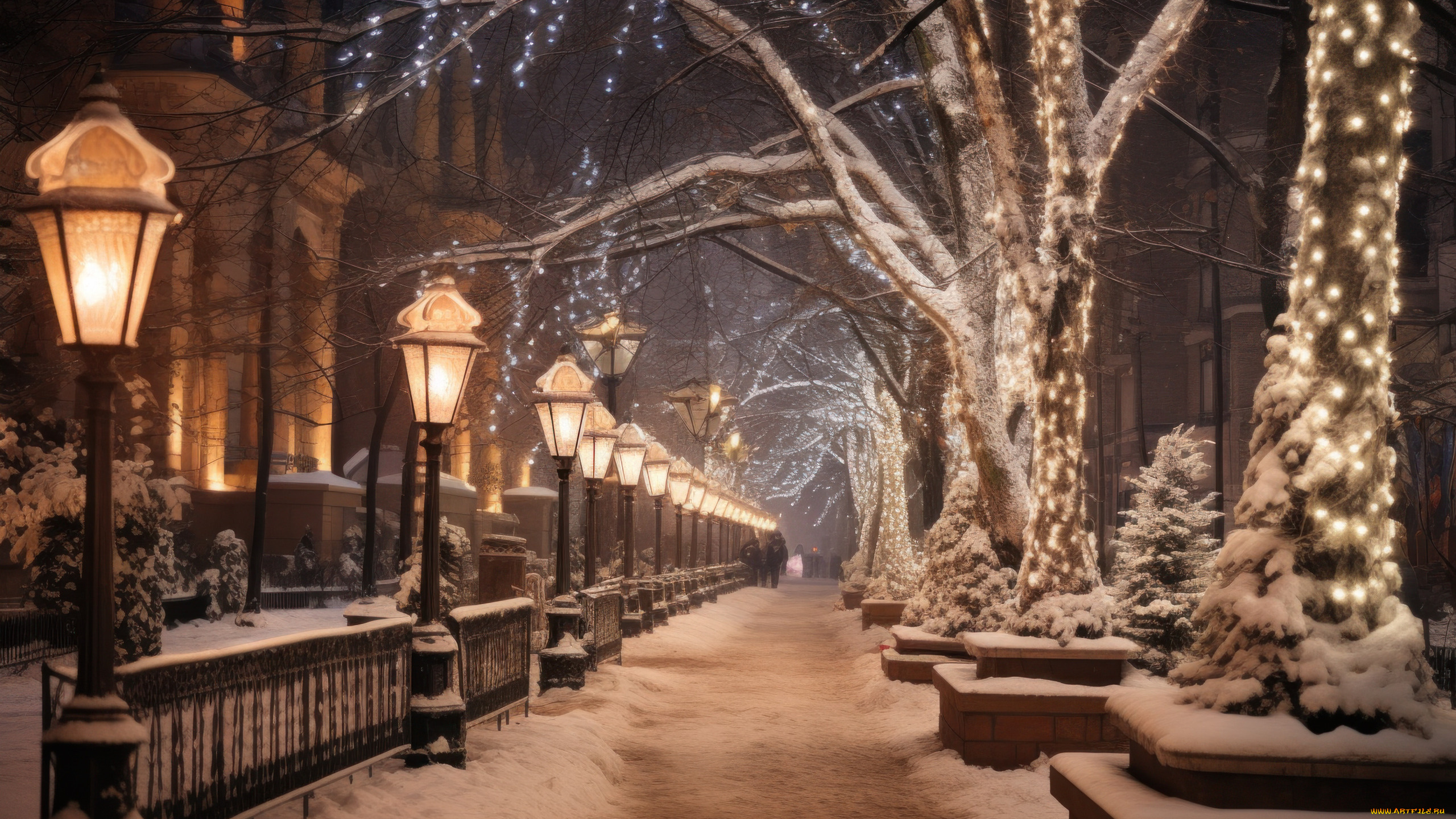 города, -, огни, ночного, города, парк