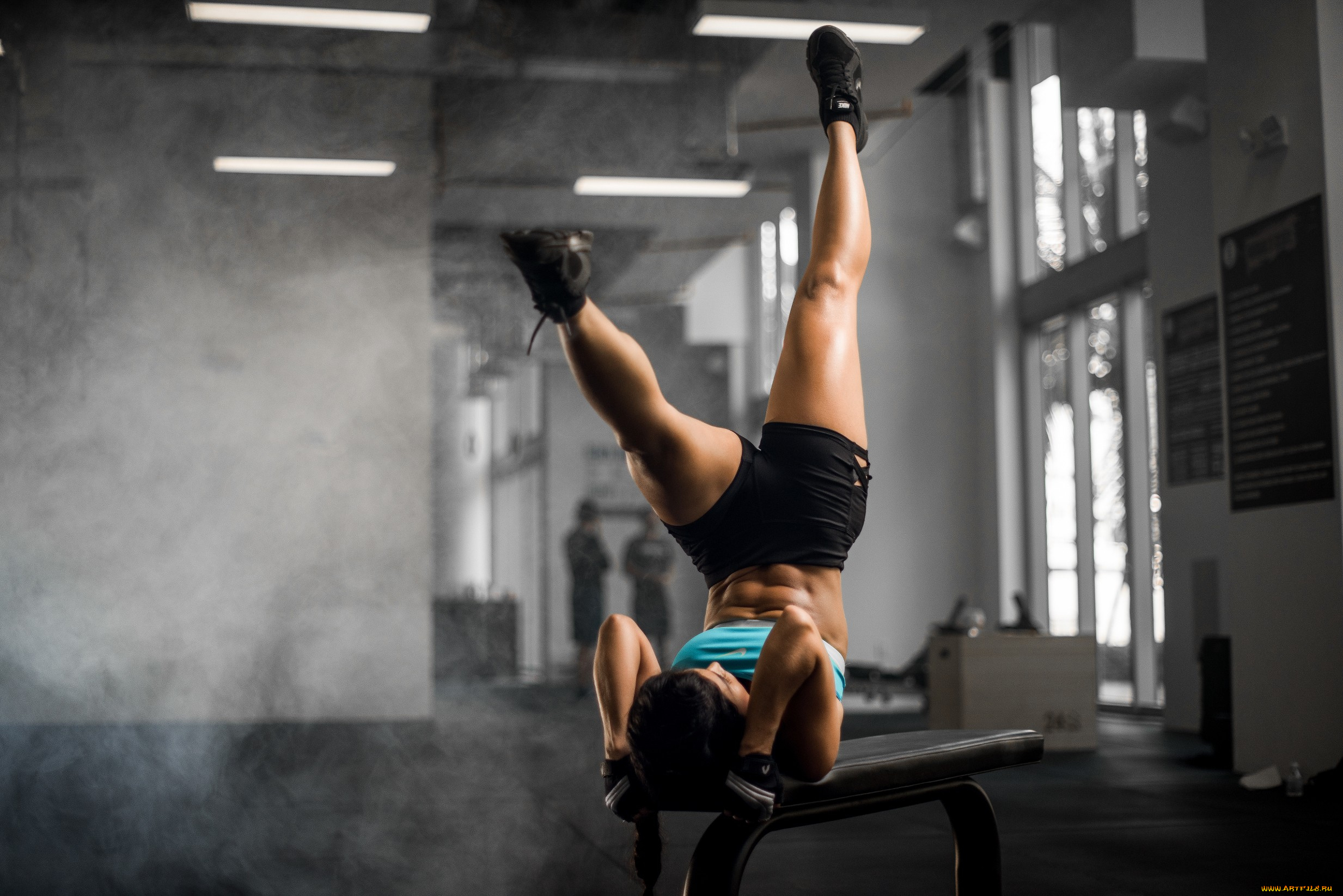 спорт, фитнес, тренировка, тренажерные, залы, бедра, ноги, вверх, женщины, в, помещении, мускулистые