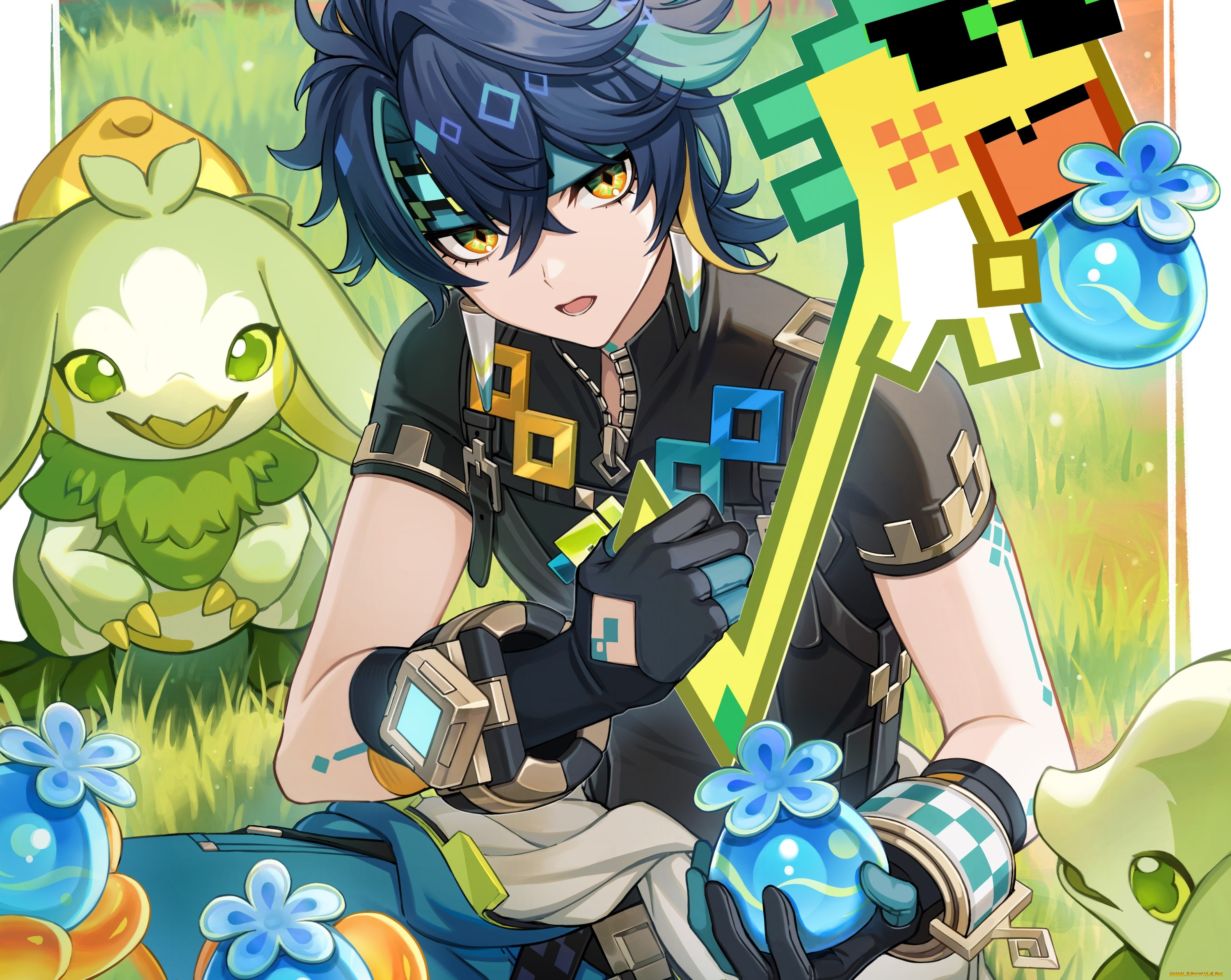 аниме, genshin, impact, парень