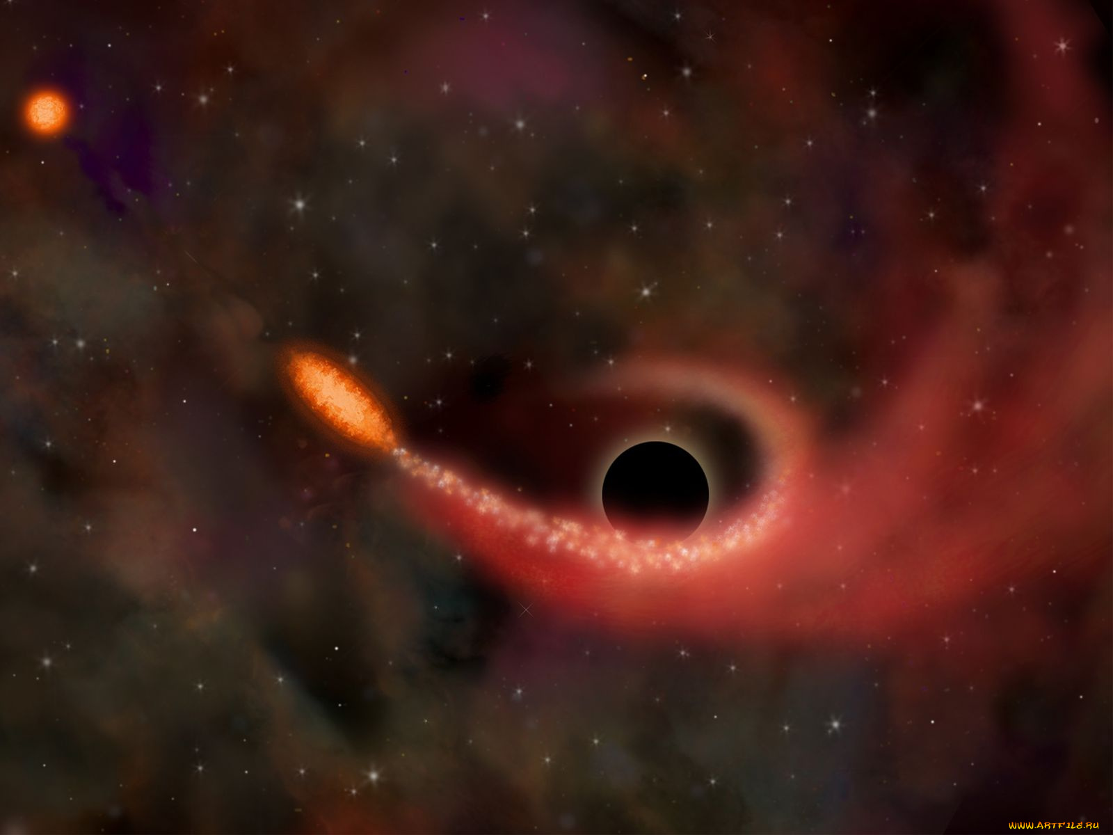 Черная, дыра, разорвала, звезду, космос, Черные, дыры