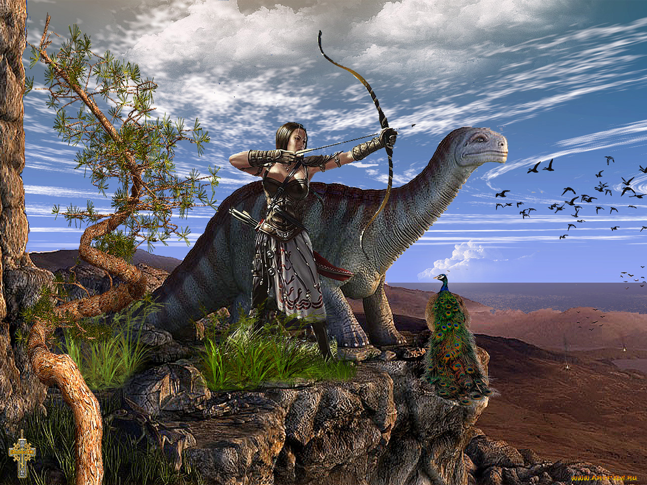 dinotopia, фэнтези, красавицы, чудовища