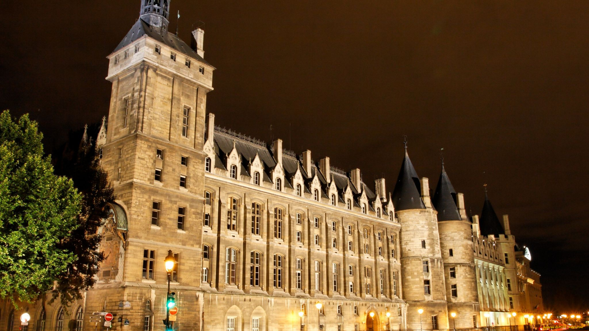 ночной, париж, города, франция