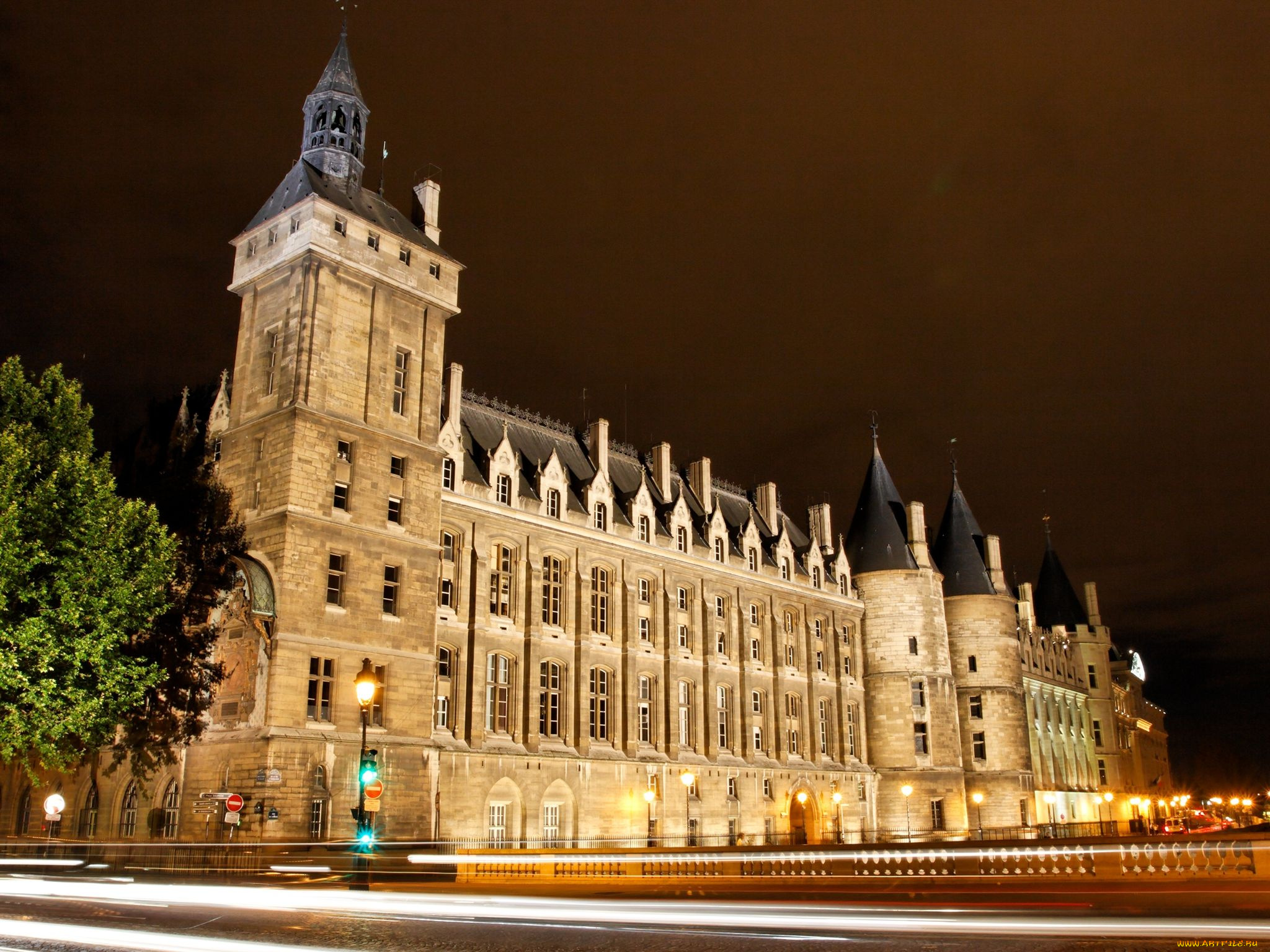 ночной, париж, города, франция