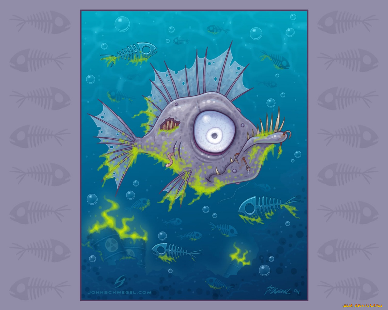 рисованные, животные, рыбы