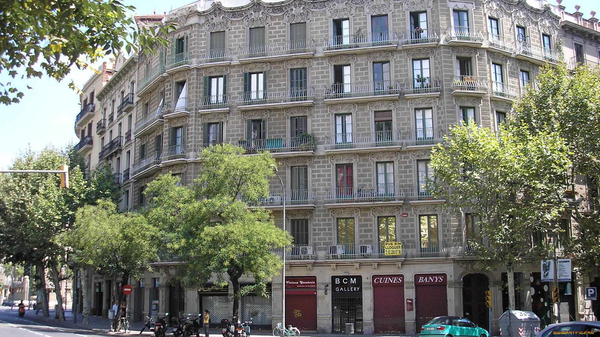 barcelona, города, барселона, испания, деревья, здание