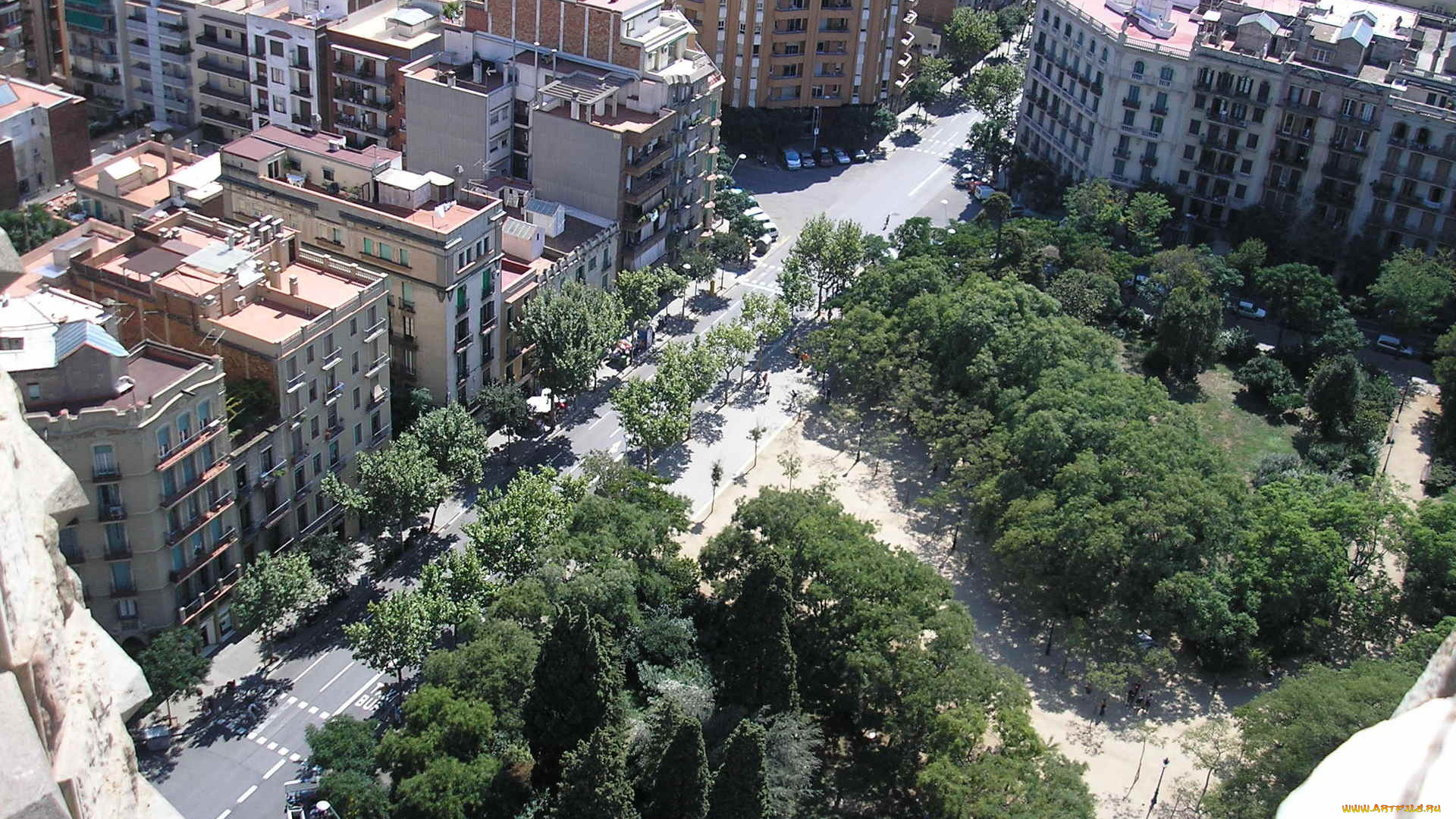 barcelona, города, барселона, испания, здания, деревья, улица