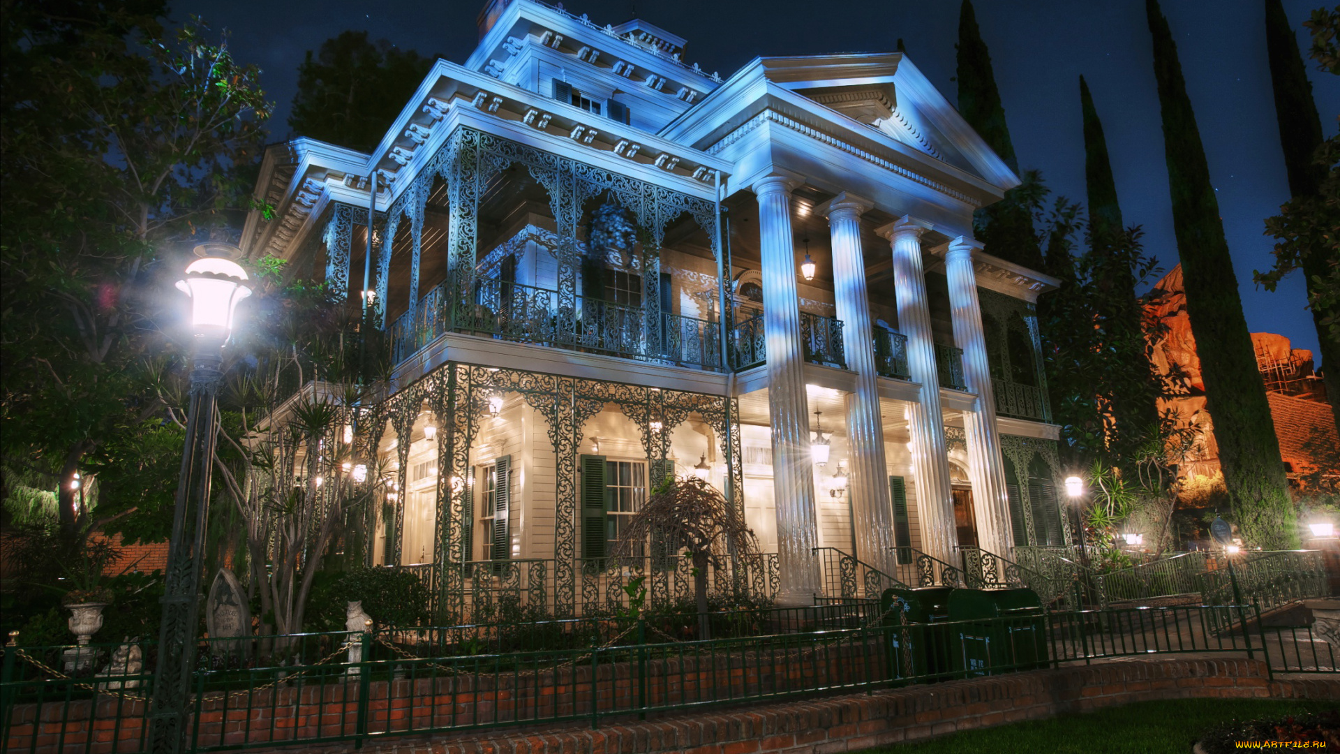 anaheim, california, сша, города, здания, дома, огни, ночь