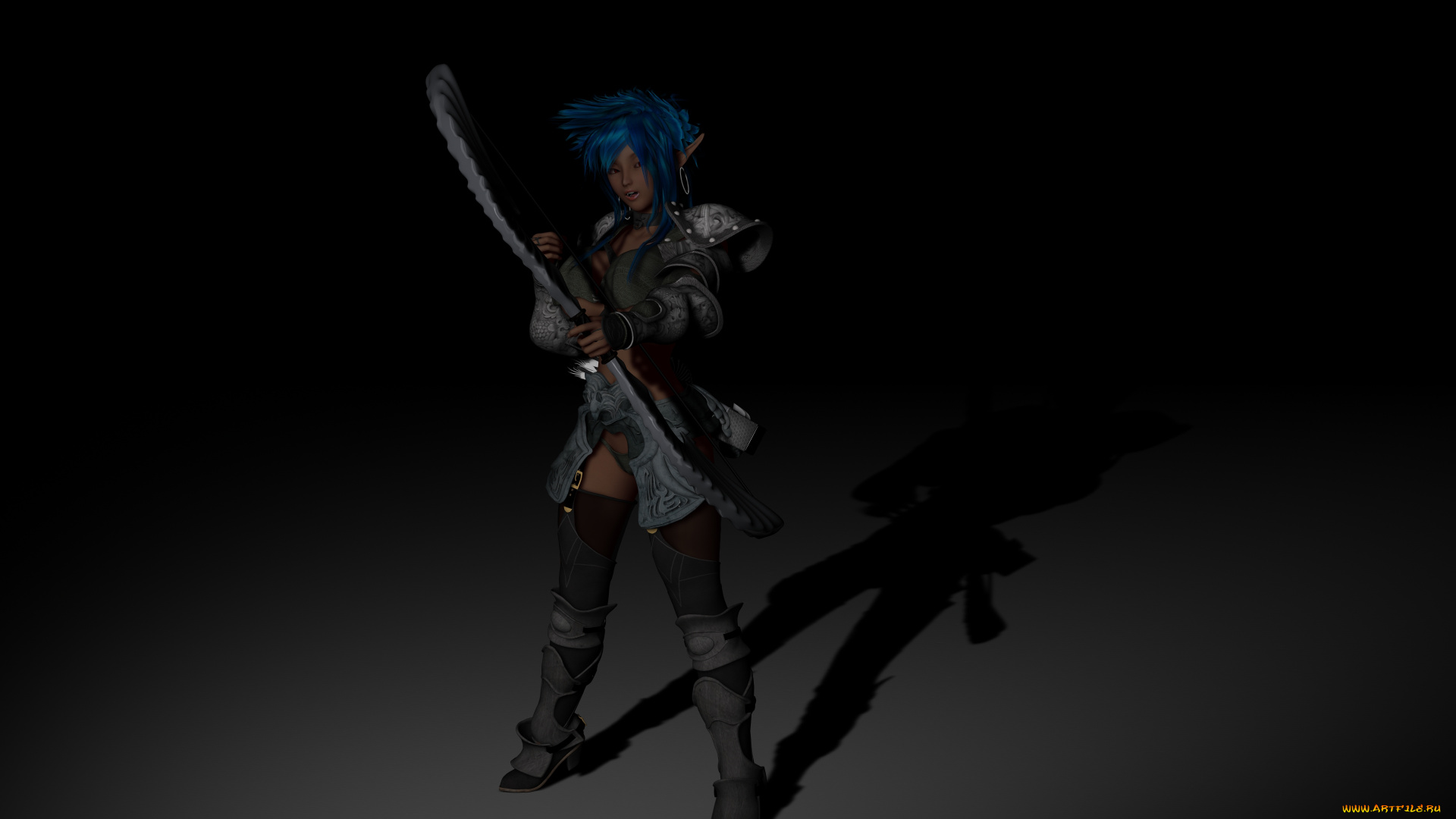 3д, графика, elves, , эльфы, лук, эльфийка