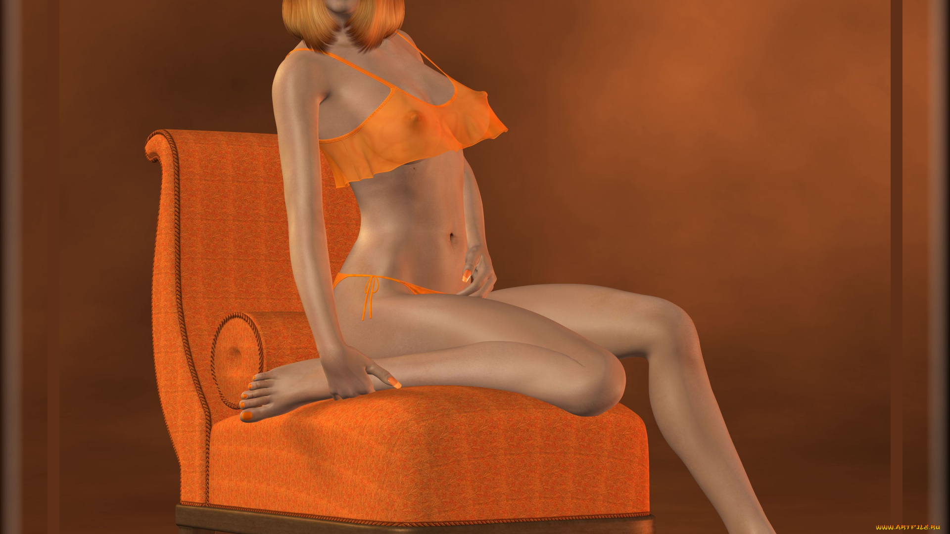 3д, графика, people, , люди, кресло, улыбка, взгляд, девушка