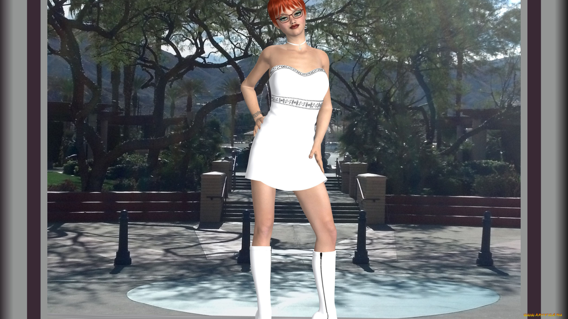 3д, графика, people, , люди, рыжая, взгляд, девушка