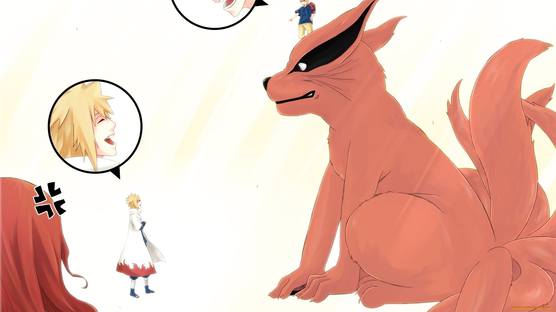 аниме, naruto, девятихвостый, наруто, минато, лис