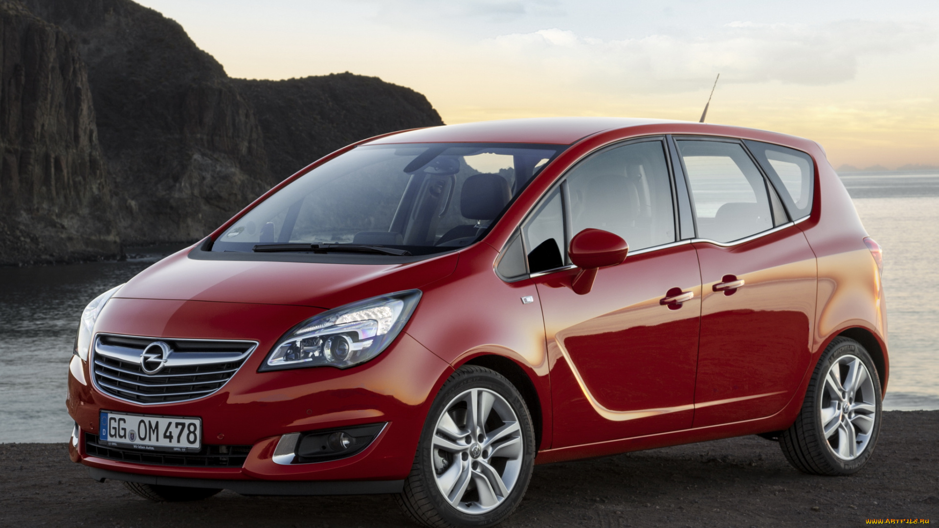 автомобили, opel, meriva, b, 2014, красный