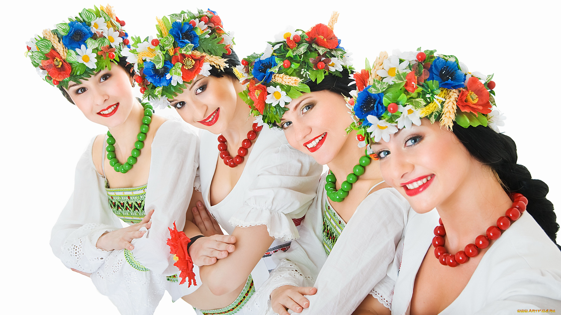 девушки, -unsort, , группа, девушек, венки