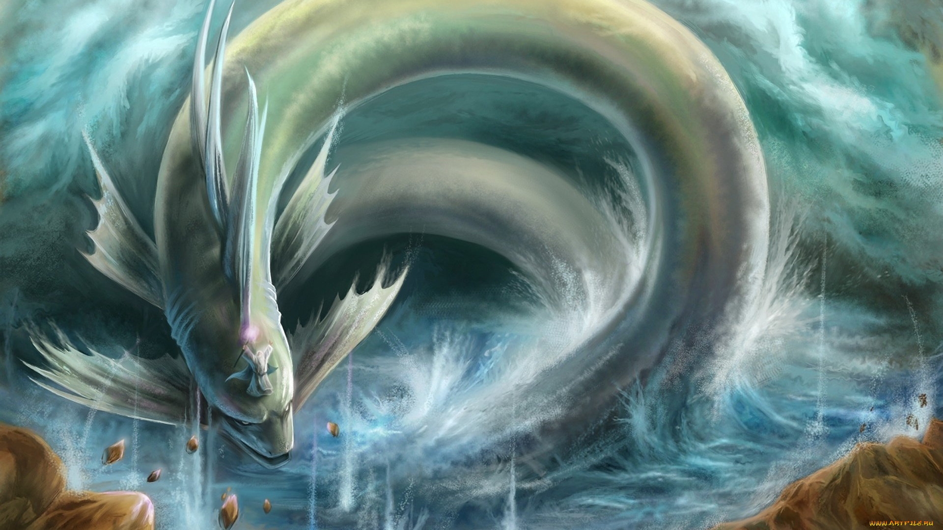 фэнтези, существа, монстр, арт, дракон, змея