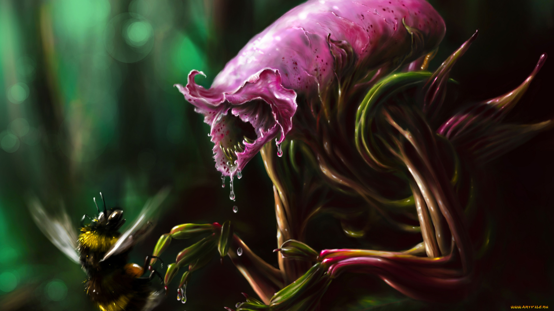 gianna, ragagnin, фэнтези, существа, шмель, цветок, gianna, ragagnin