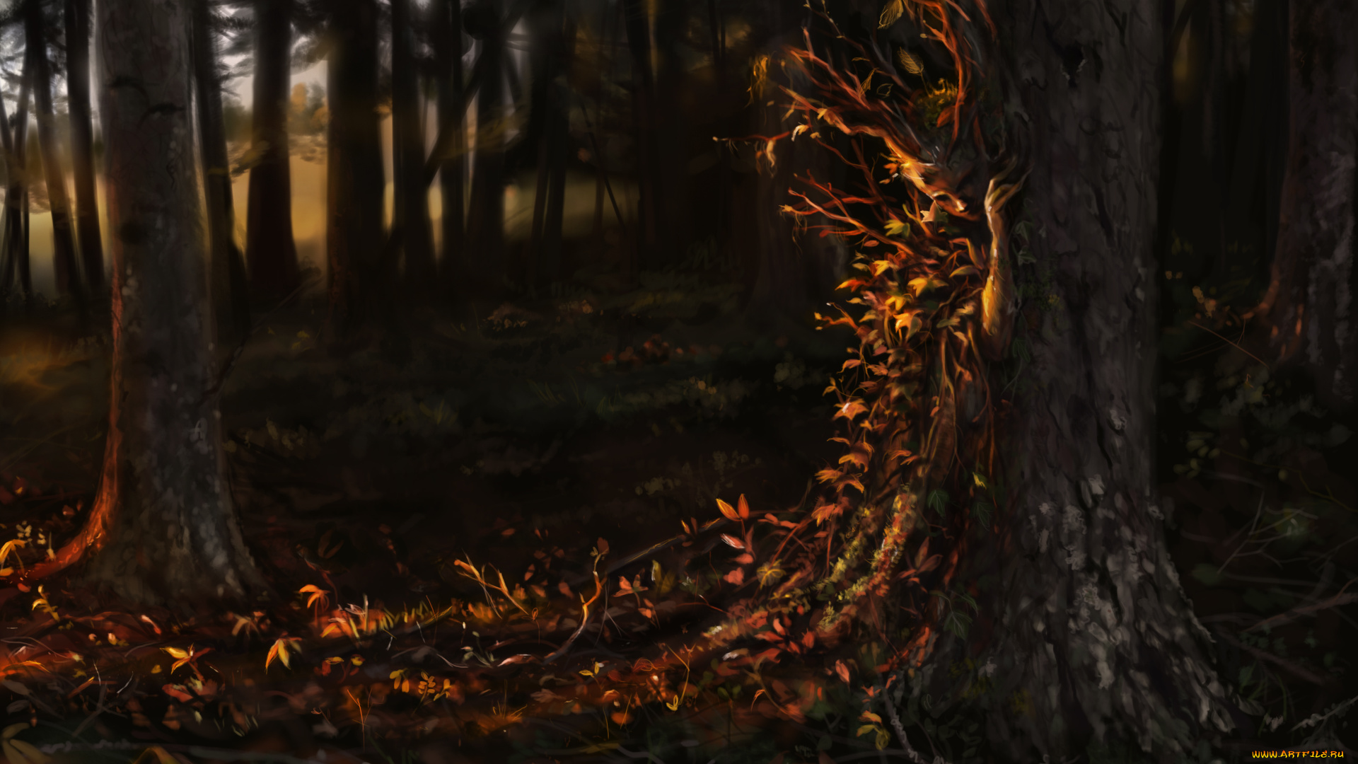 gianna, ragagnin, фэнтези, существа, существо, дерево, лес, нимфа, дриада