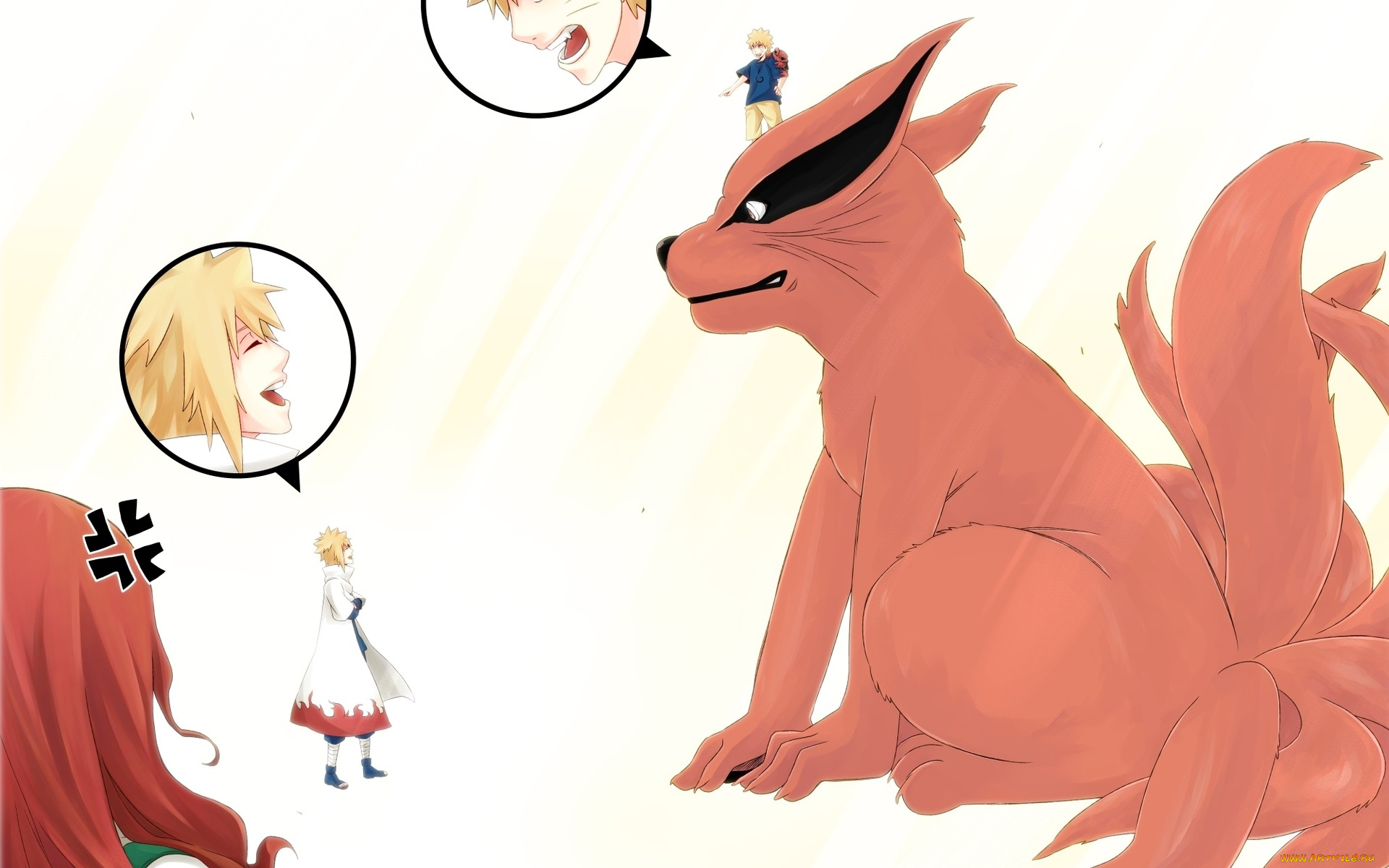 аниме, naruto, девятихвостый, наруто, минато, лис