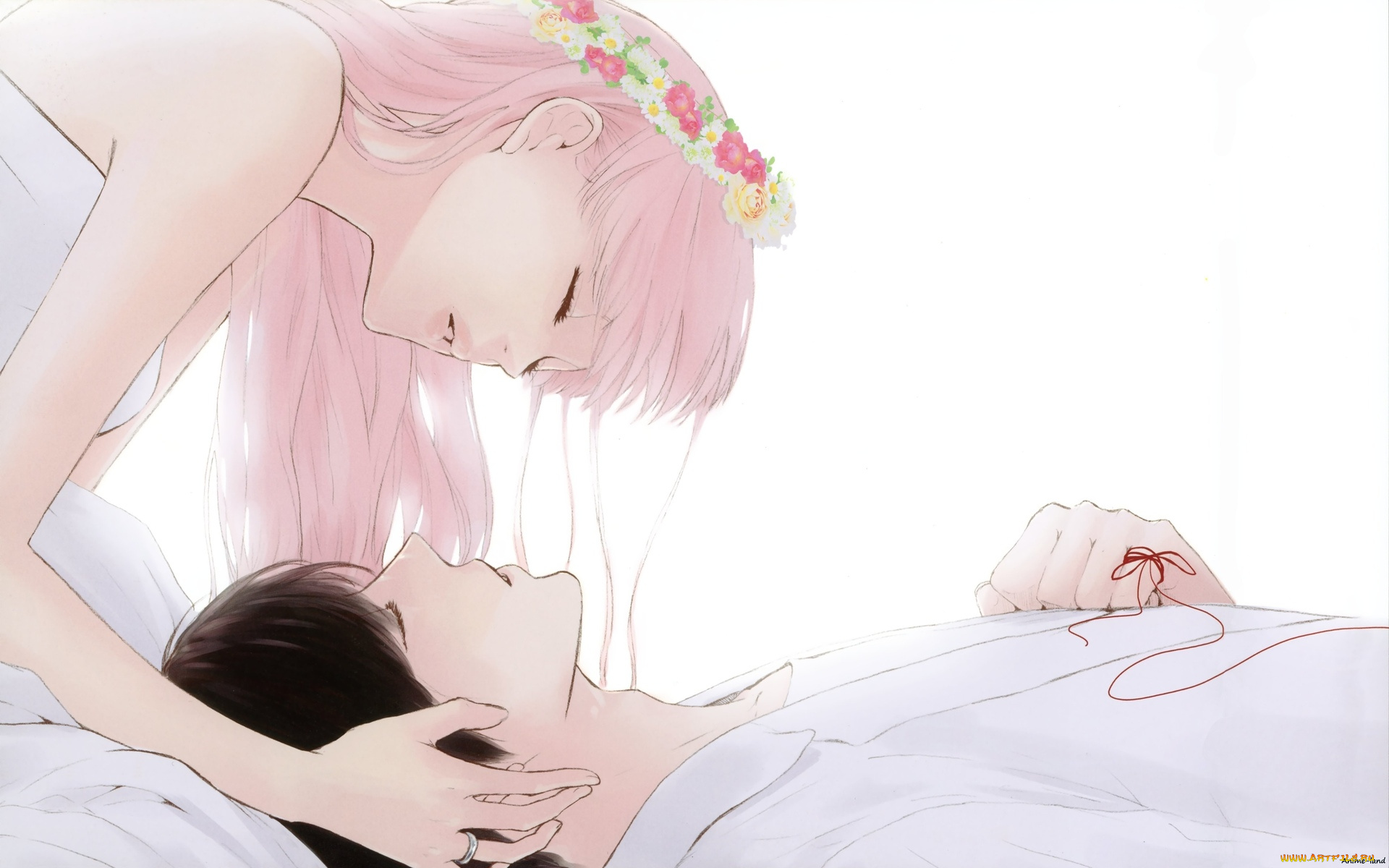 аниме, vocaloid, парень, девушка, светлая, винок