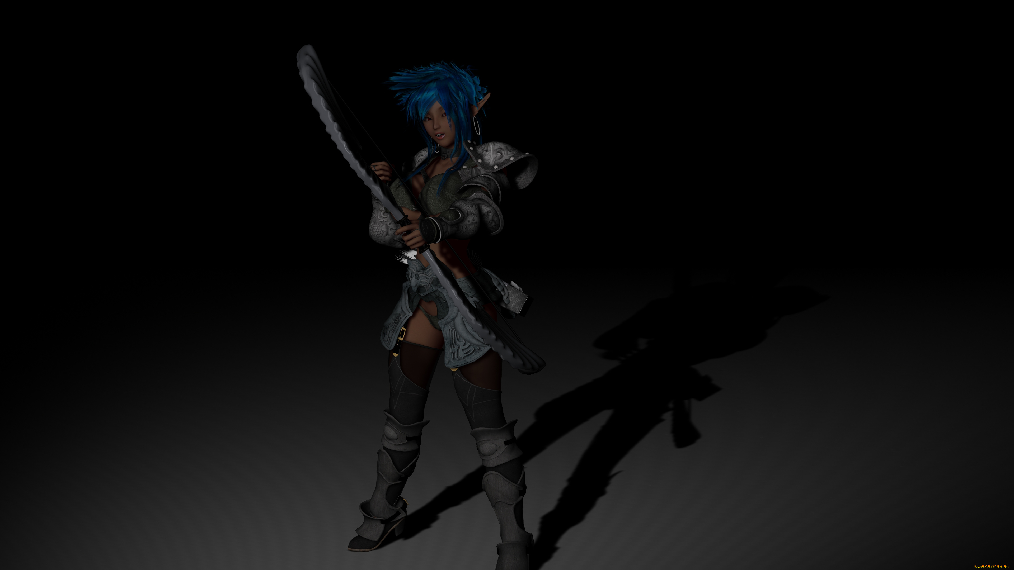 3д, графика, elves, , эльфы, лук, эльфийка