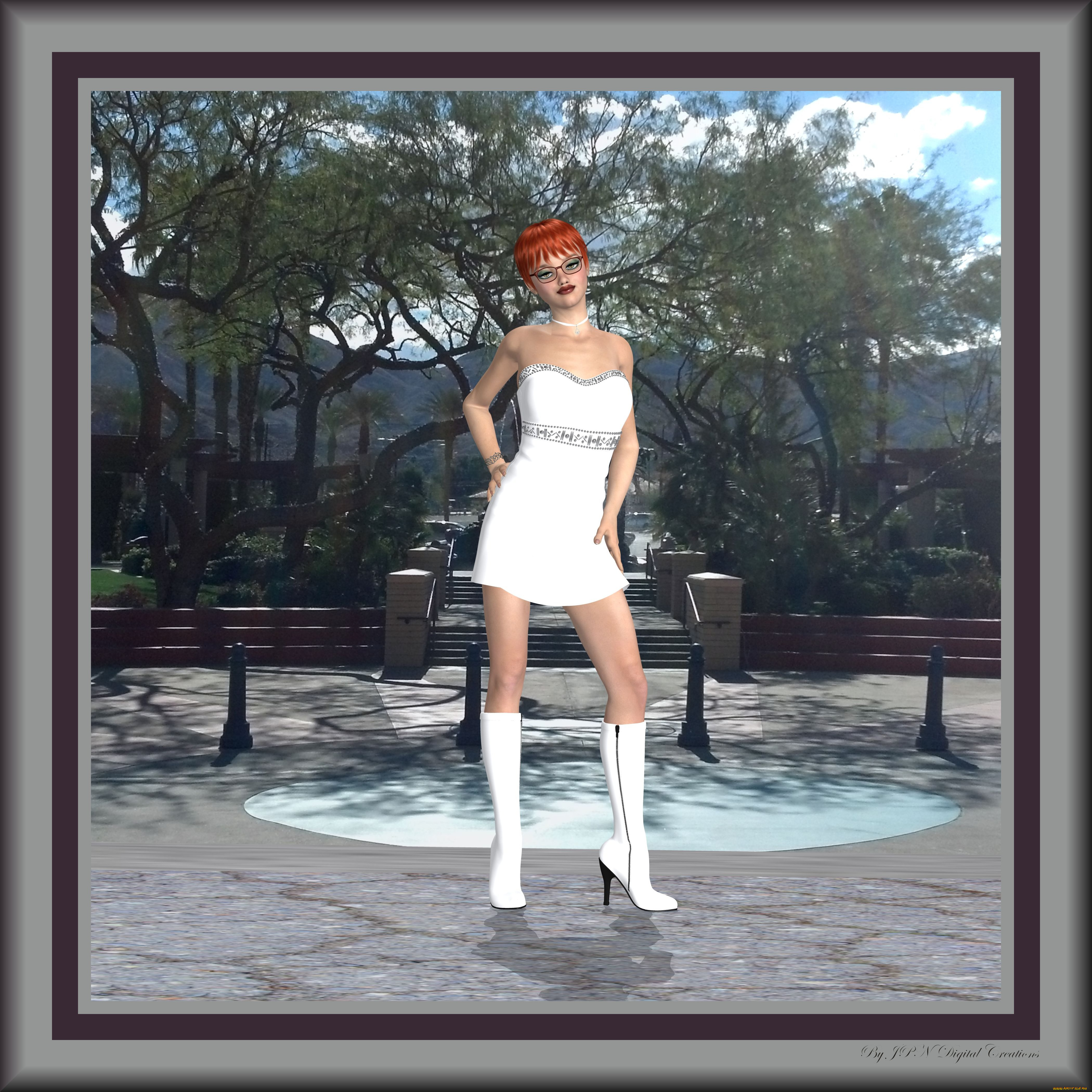 3д, графика, people, , люди, рыжая, взгляд, девушка