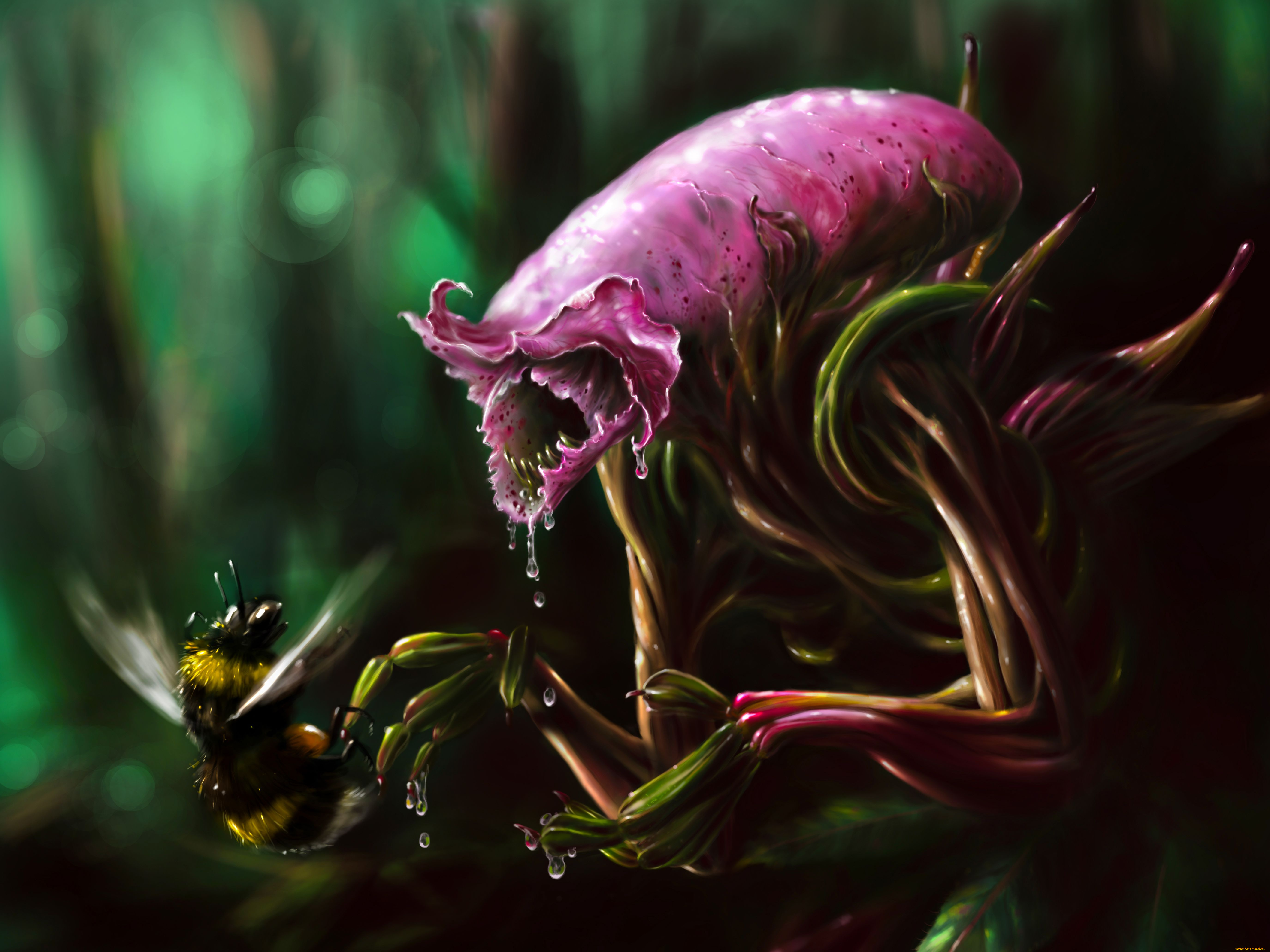 gianna, ragagnin, фэнтези, существа, шмель, цветок, gianna, ragagnin