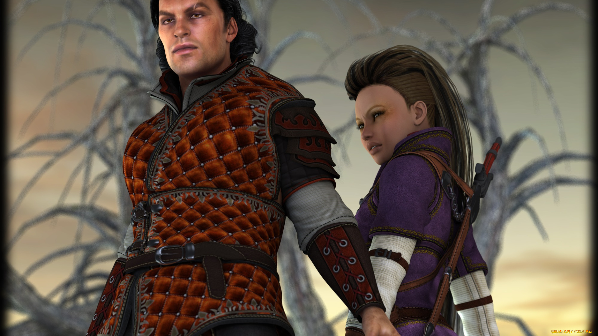 3д, графика, люди, , people, мужчина, фон, взгляд, девушка