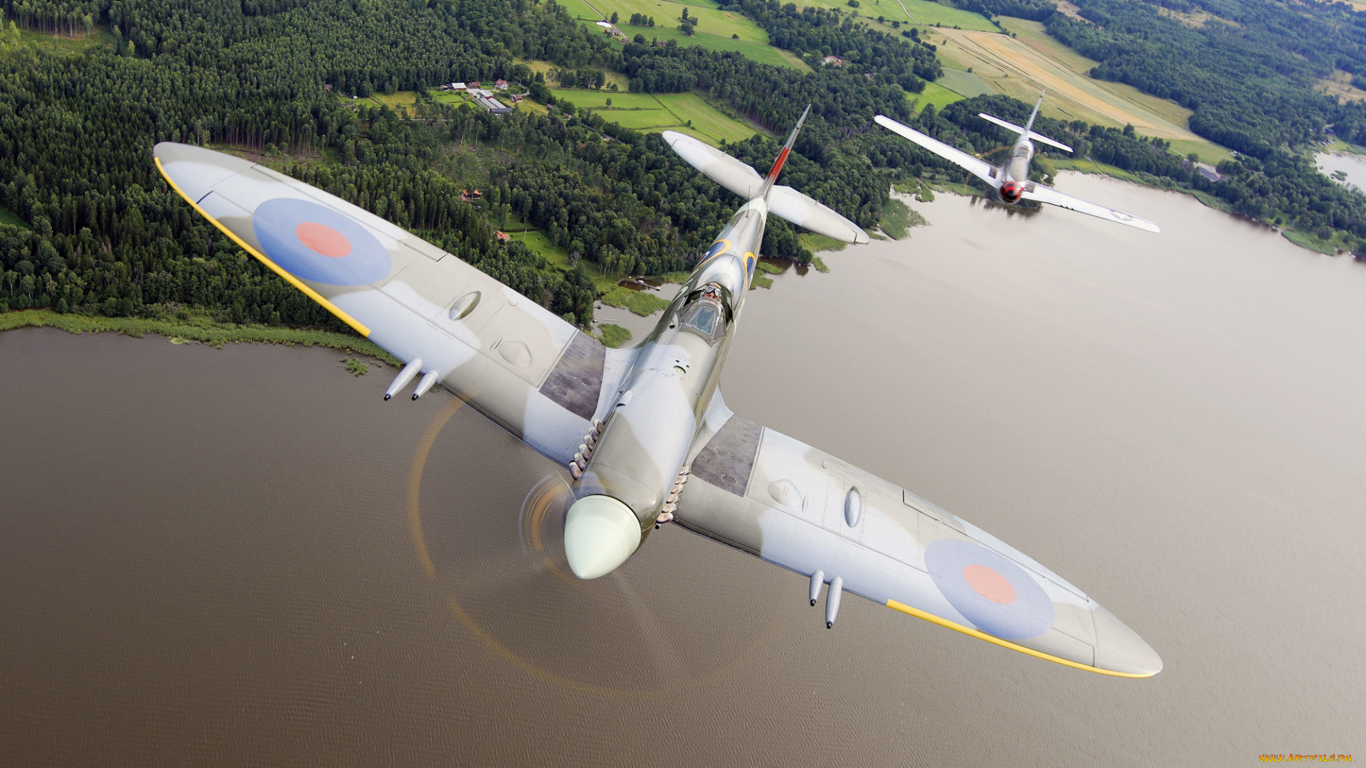 авиация, лёгкие, одномоторные, самолёты, mustang, истребители, spitfire, полёт