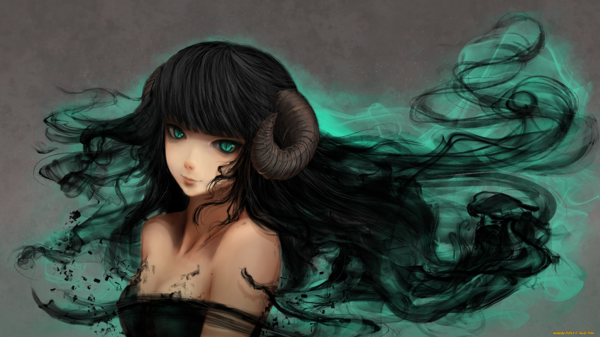 аниме, ангелы, , демоны, магия, улыбка, рога, девушка, ximbixill, арт