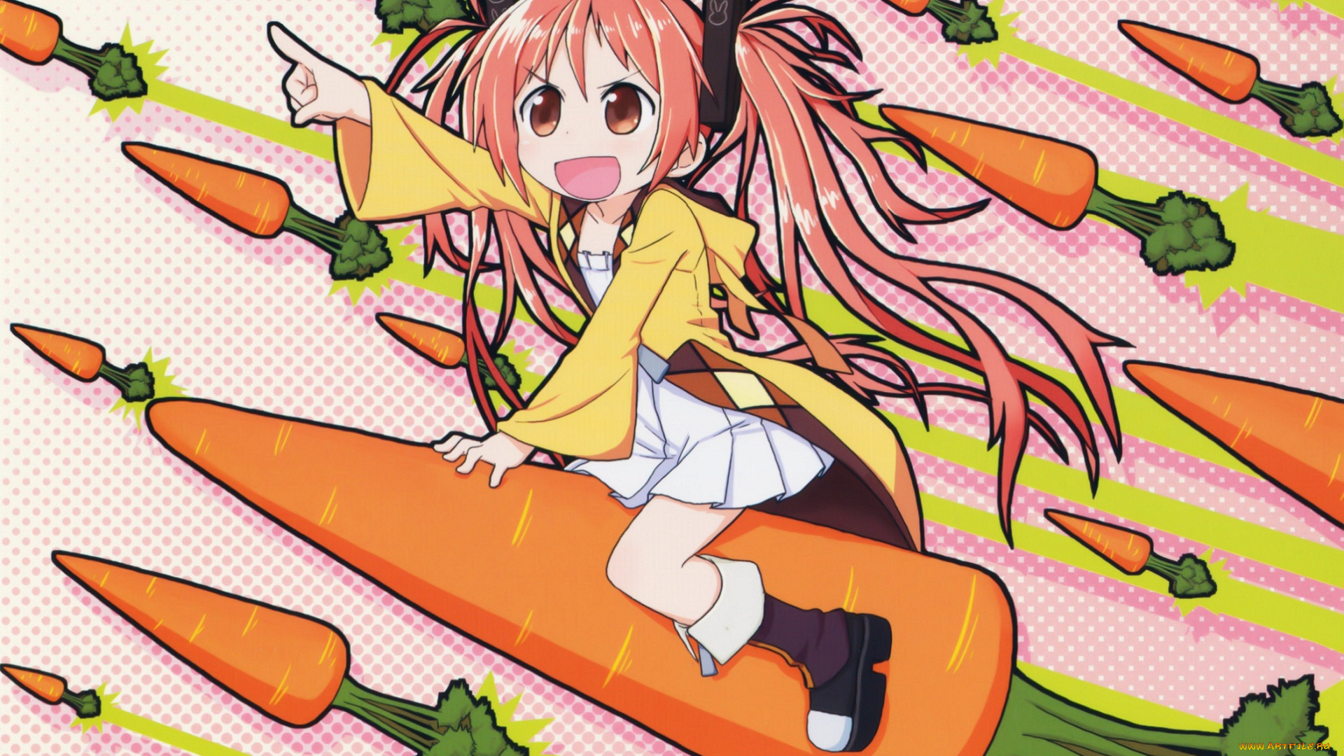 аниме, black, bullet, black, bullet, девочка, морковь