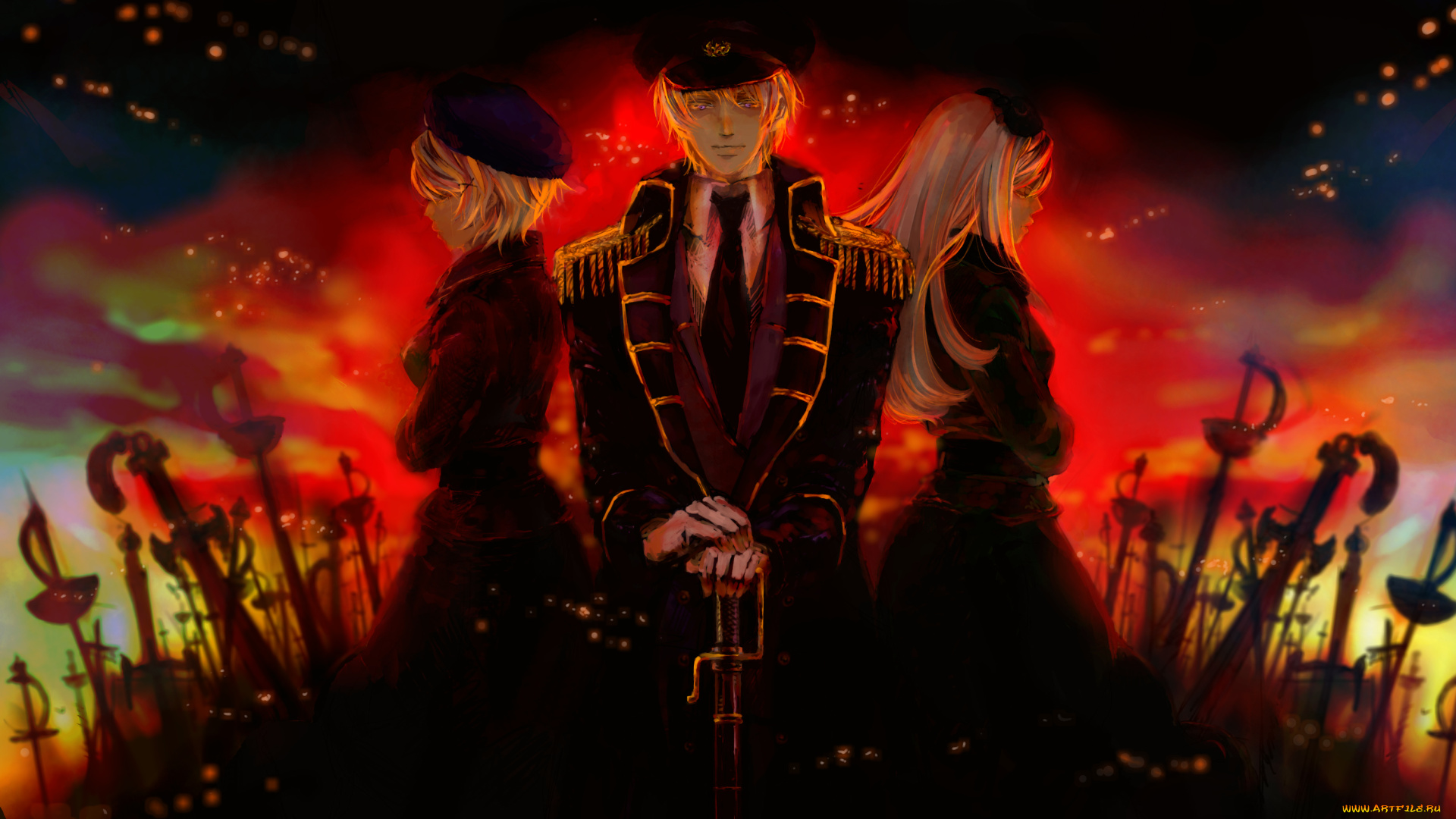 аниме, hetalia, , axis, powers, арт, парни, взгляд