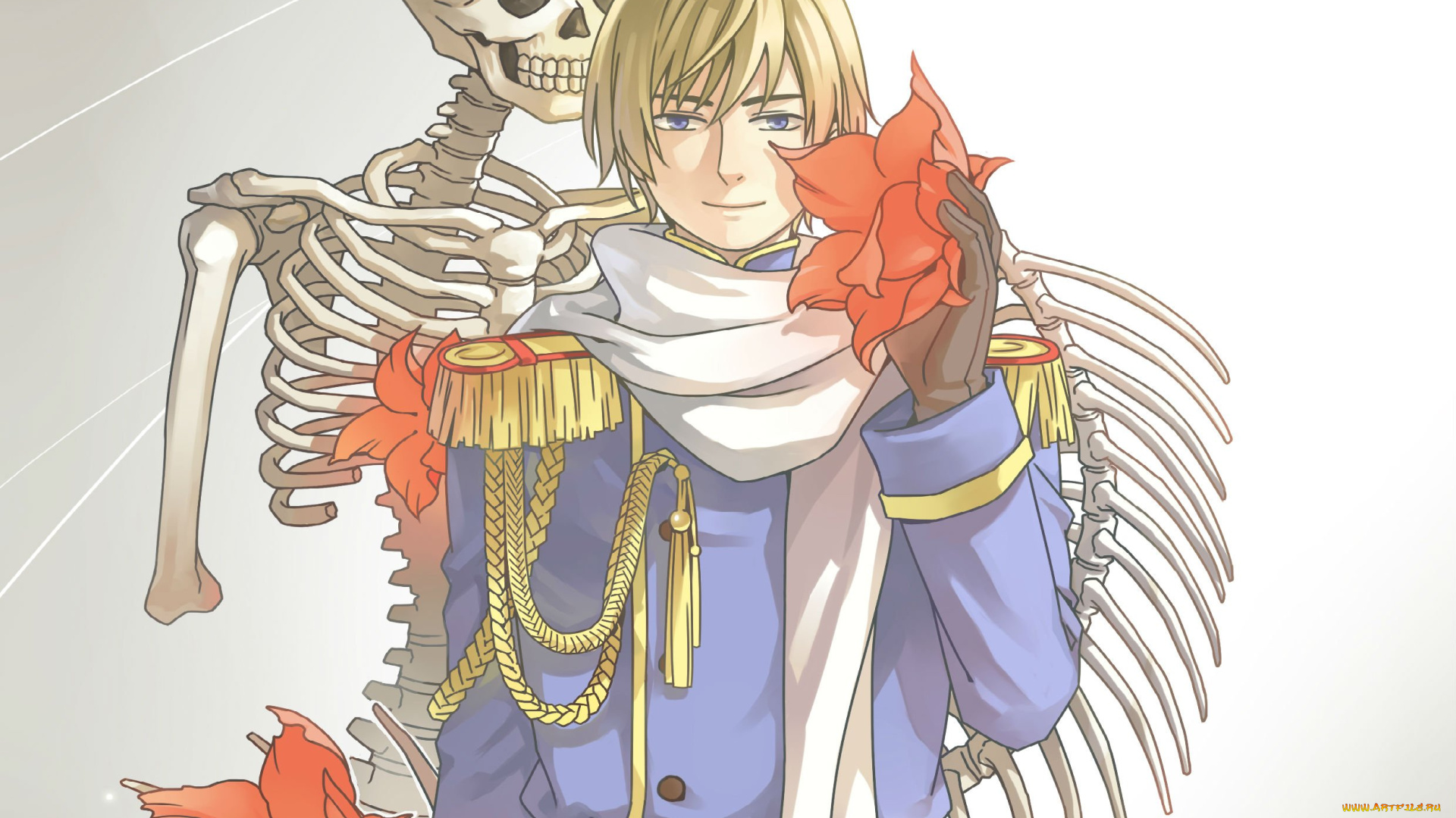 аниме, hetalia, , axis, powers, скелет, арт, парень