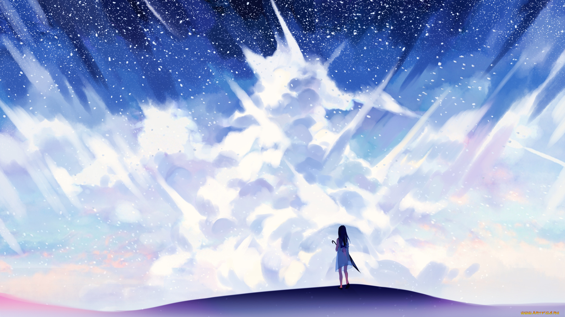 автор, , ryuutsuki, basetsu, аниме, unknown, , другое, снег, девушка, небо, арт