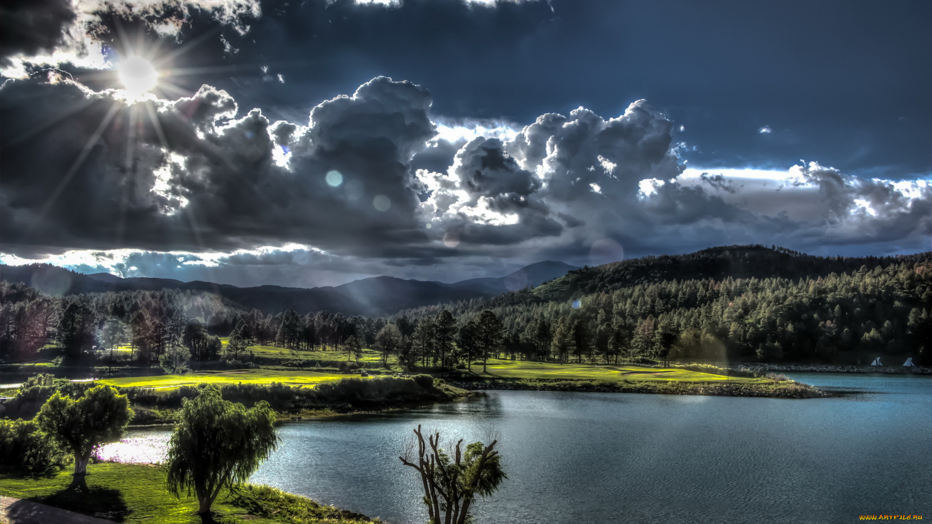 природа, реки, озера, небо, пейзаж, озеро