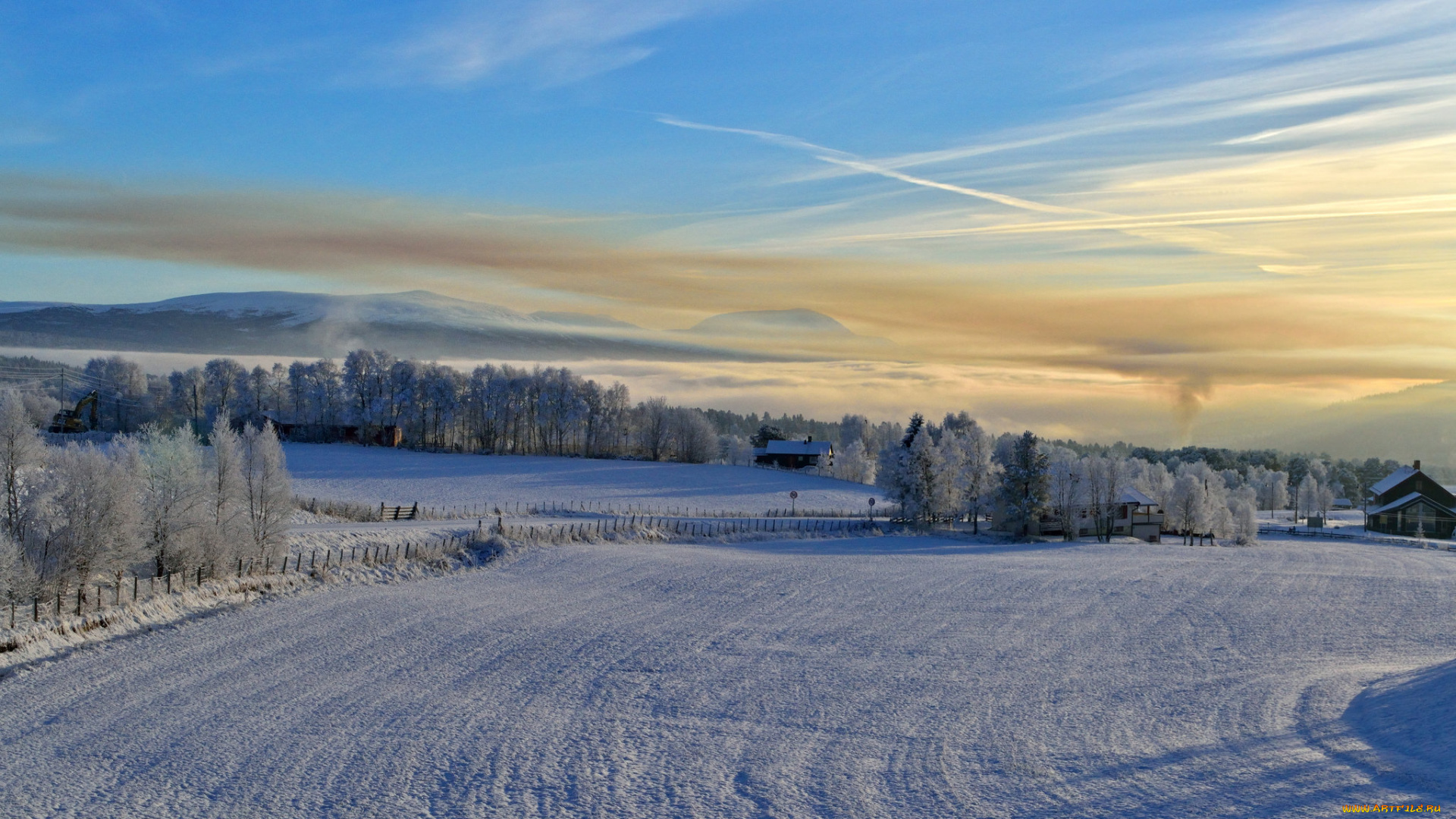 природа, зима, рассвет