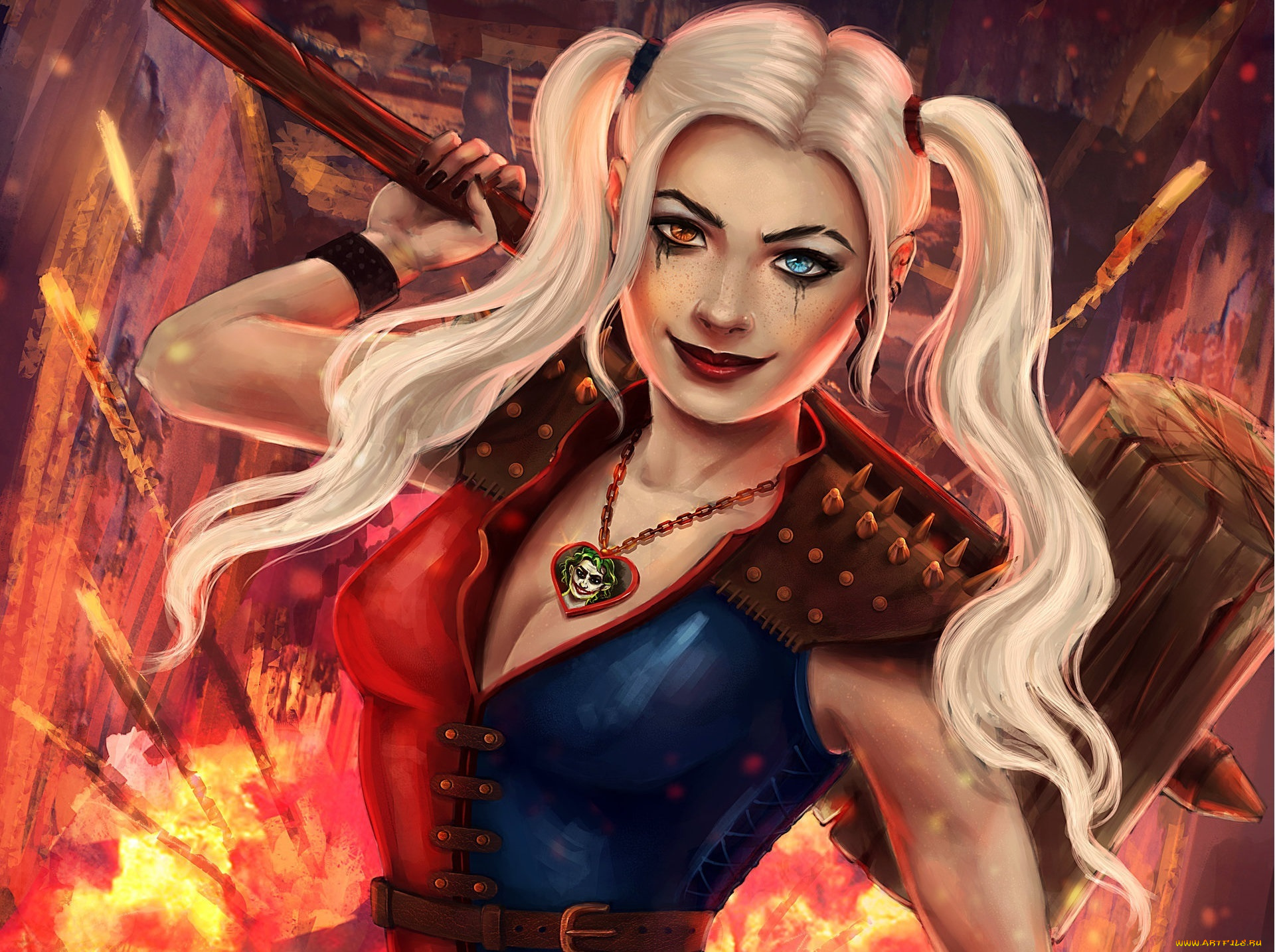 видео, игры, ~~~другое~~~, dc, harley, quinn, взгляд, злодейка, девушка, арт