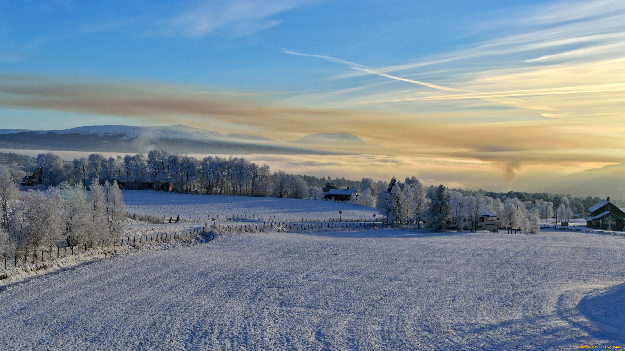 природа, зима, рассвет