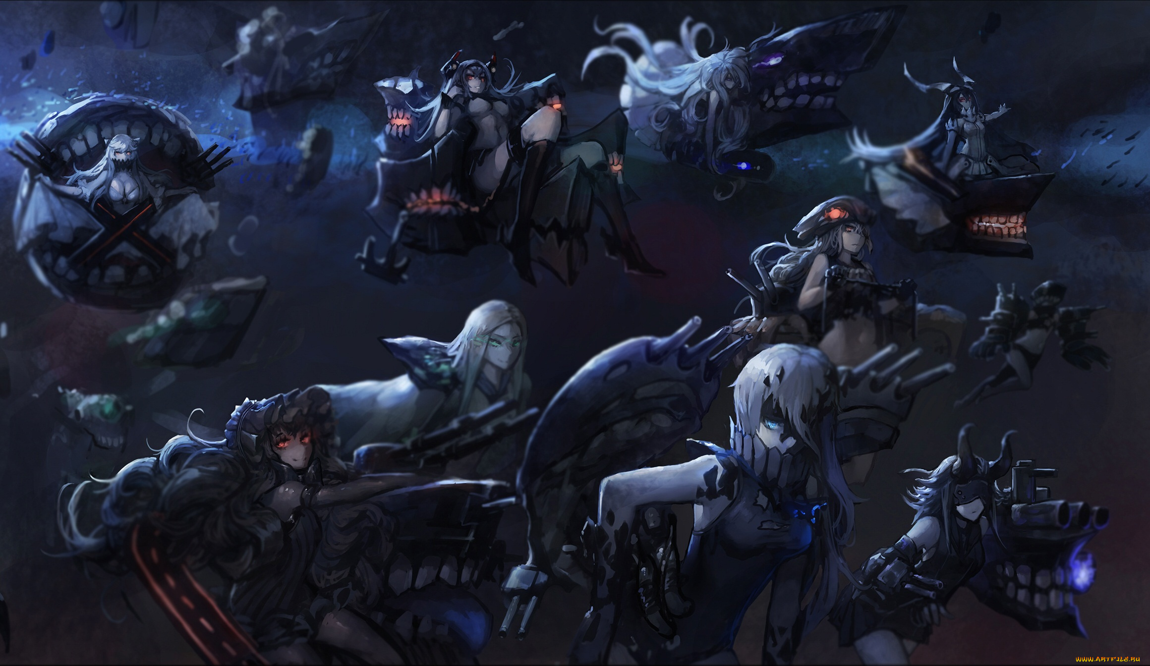 автор, , gods, аниме, kantai, collection, арт, девушки, мрак