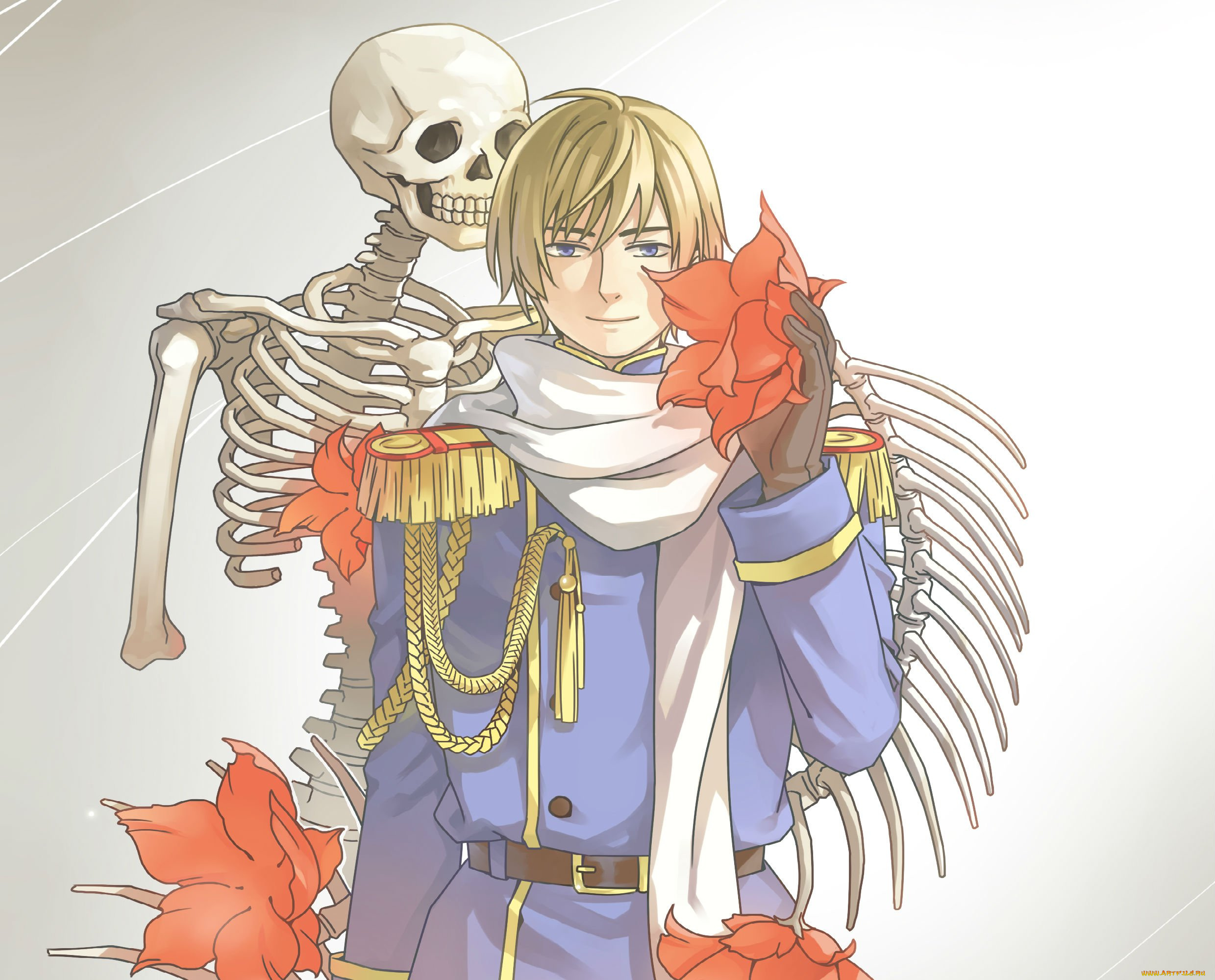 аниме, hetalia, , axis, powers, скелет, арт, парень