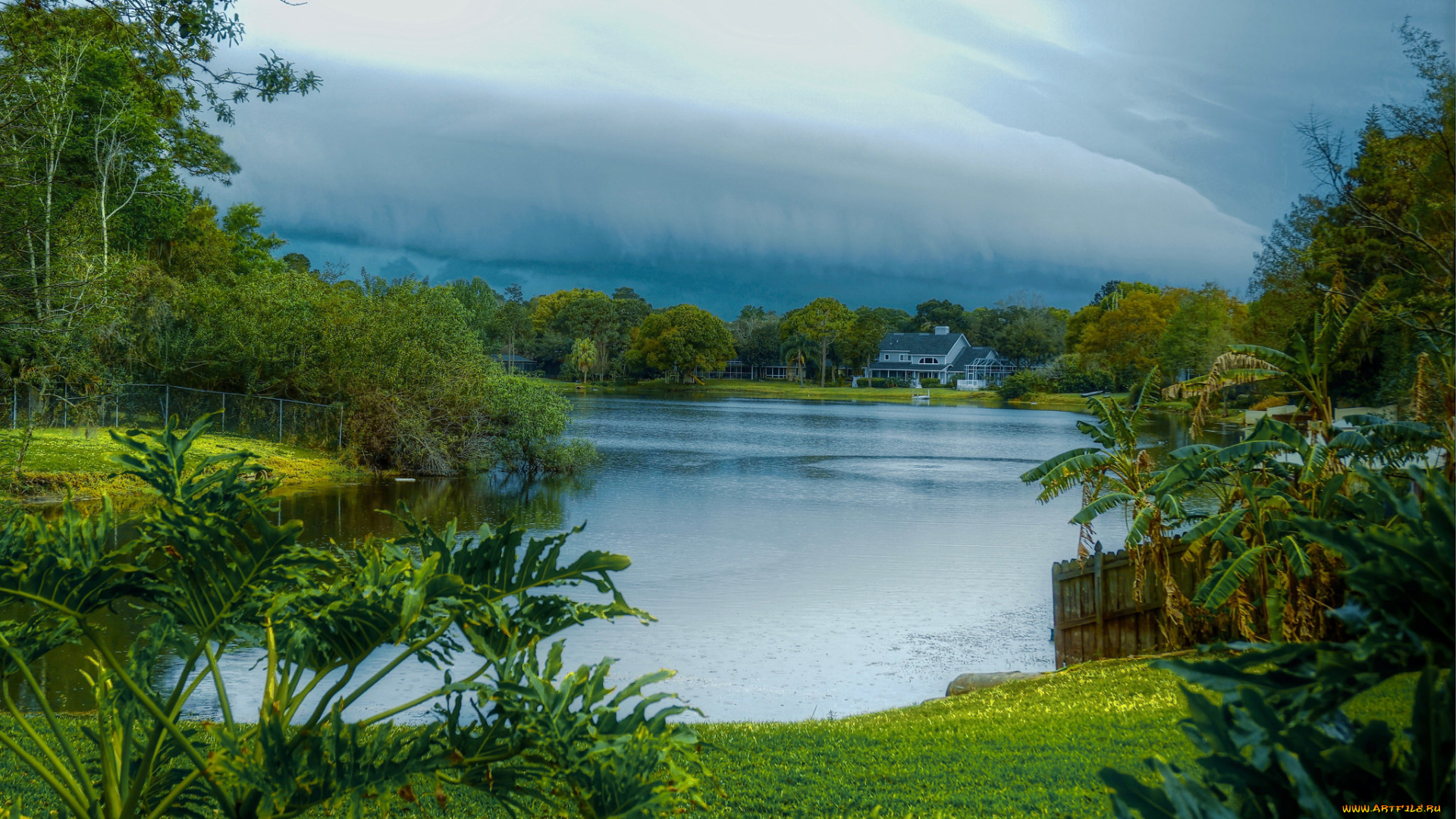 города, -, пейзажи, лес, река