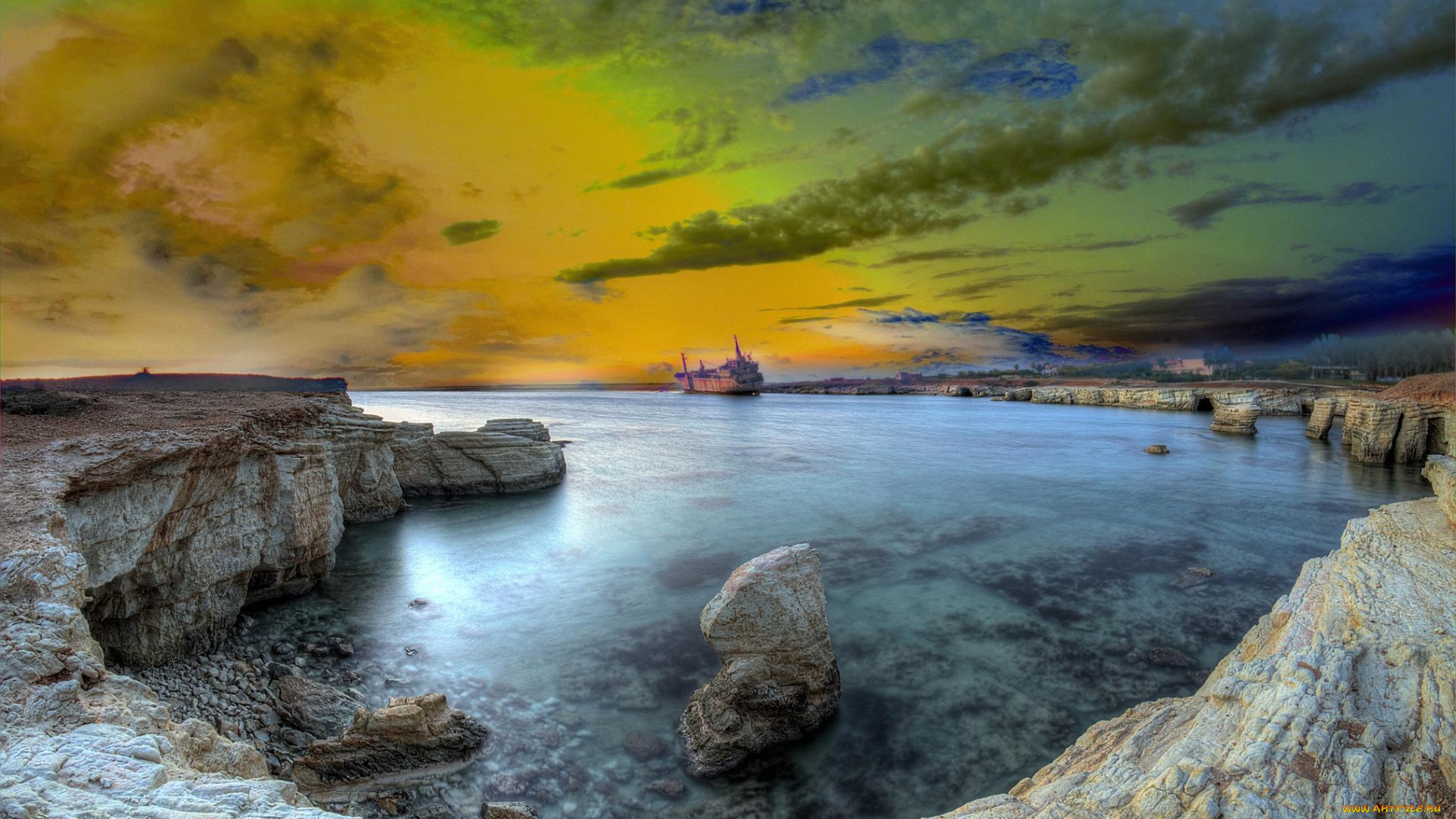 природа, побережье, камни, море