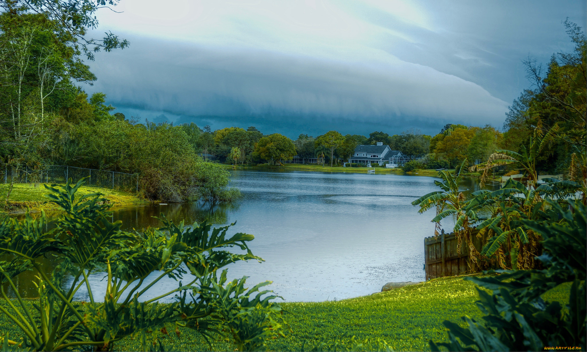 города, -, пейзажи, лес, река