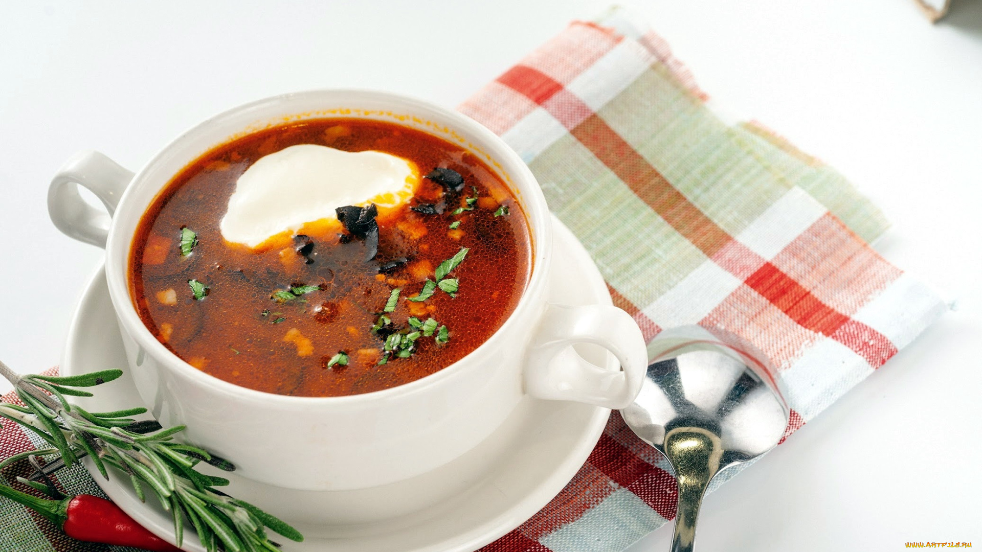 еда, первые, блюда, борщ, перец, розмарин