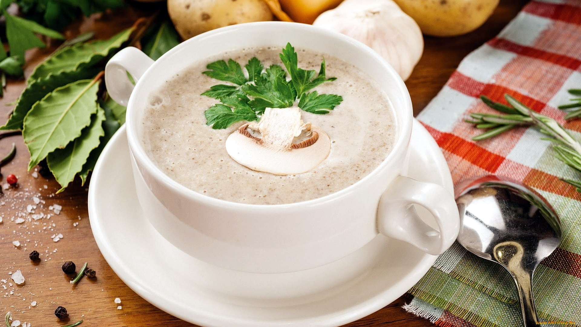 еда, первые, блюда, шампиньон, грибной, суп