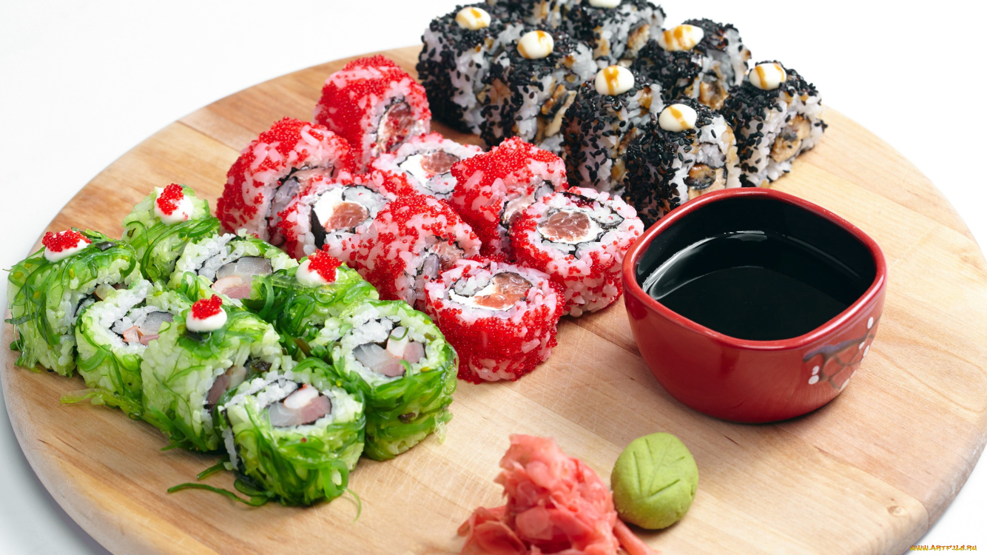 еда, рыба, , морепродукты, , суши, , роллы, японская, кухня, роллы, суши, васаби, ассорти, соус, имбирь, икра