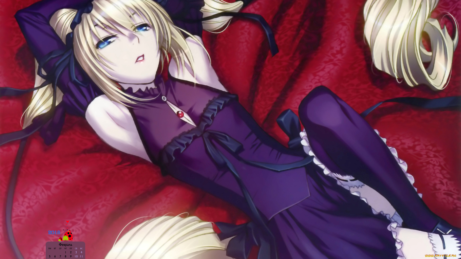 календари, аниме, 2018, взгляд, лицо, девушка