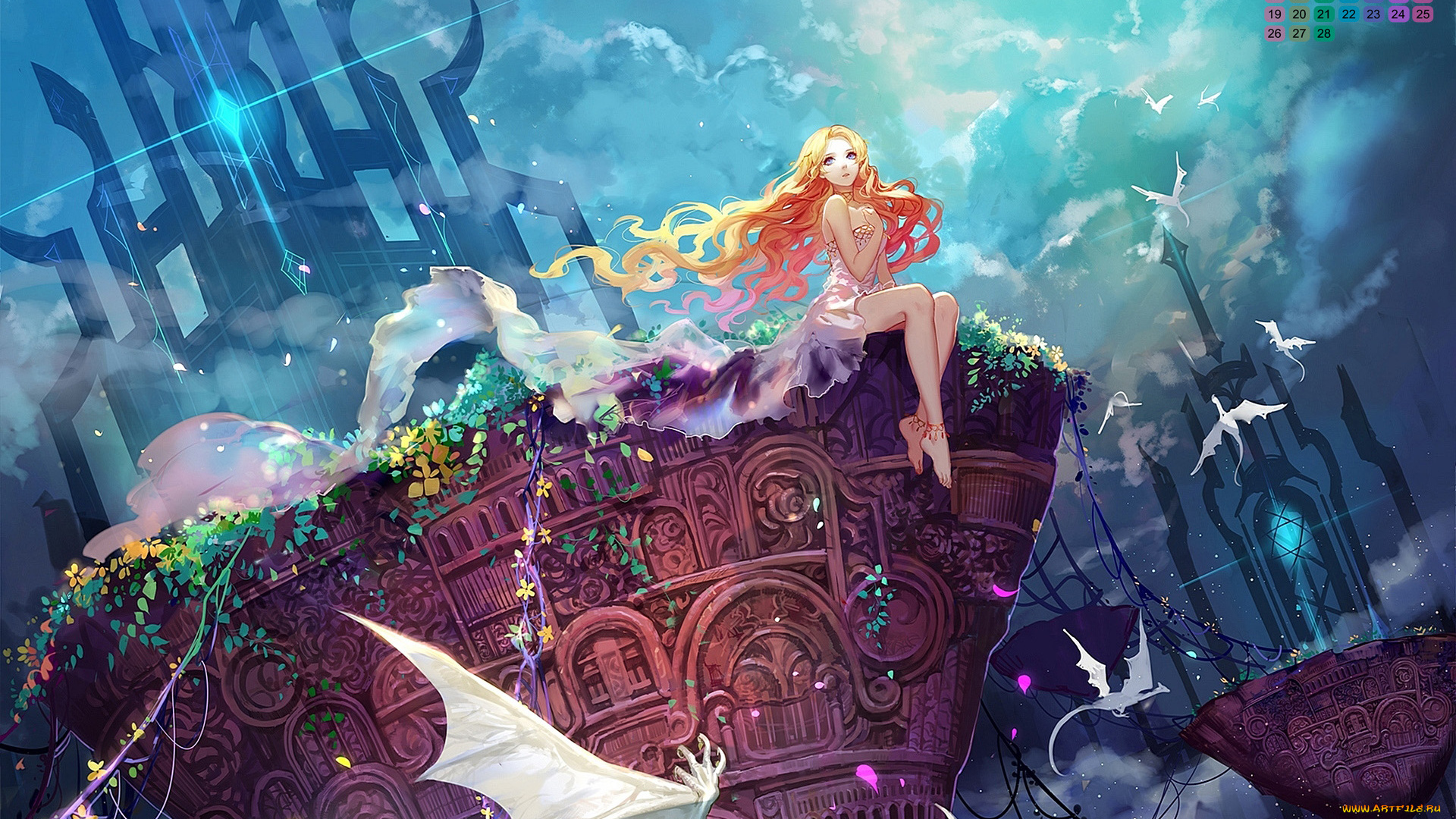 календари, аниме, девушка, взгляд, 2018, дракон