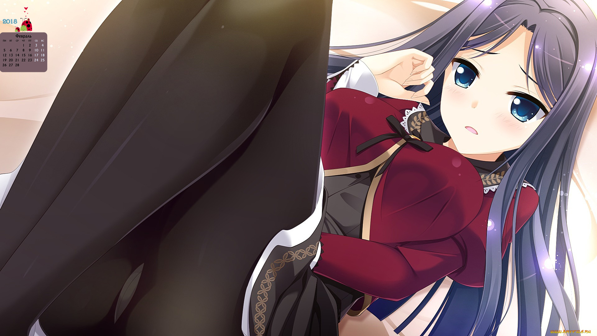 календари, аниме, взгляд, 2018, девушка