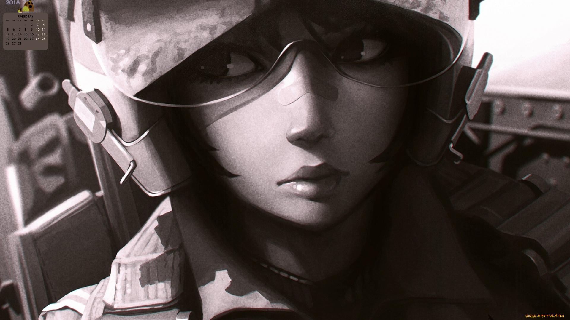 календари, рисованные, , векторная, графика, взгляд, лицо, девушка, 2018